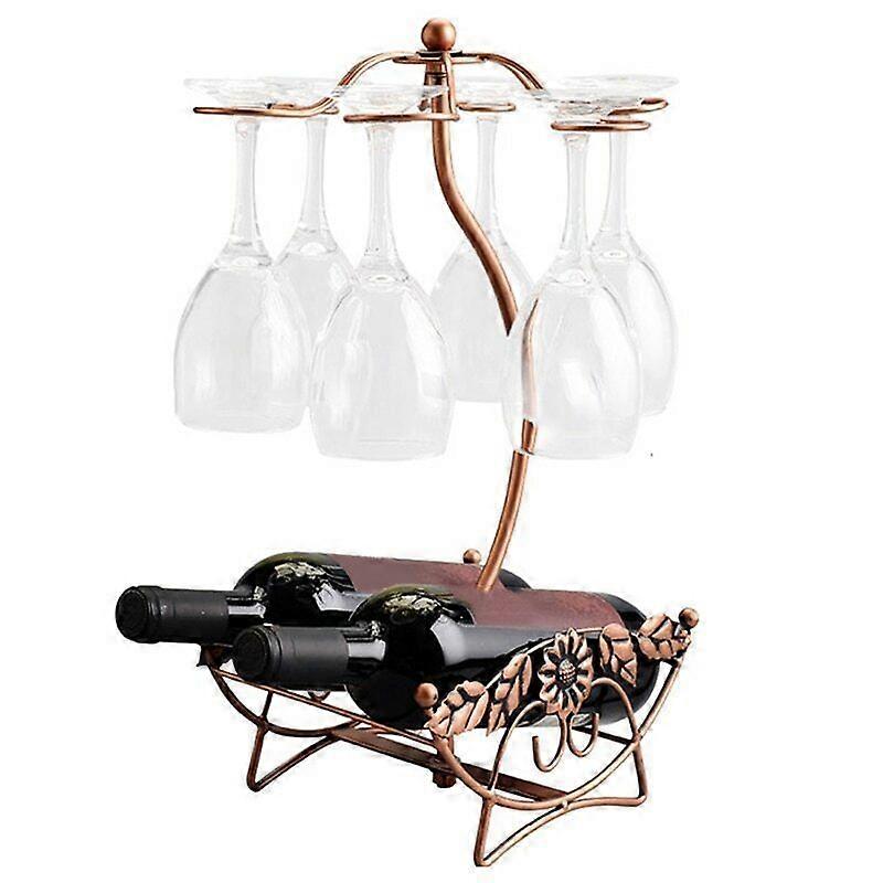 Wine Bottle Rack Holder Cup Holder Display Bottles Stand Hanging Stemware Shelf