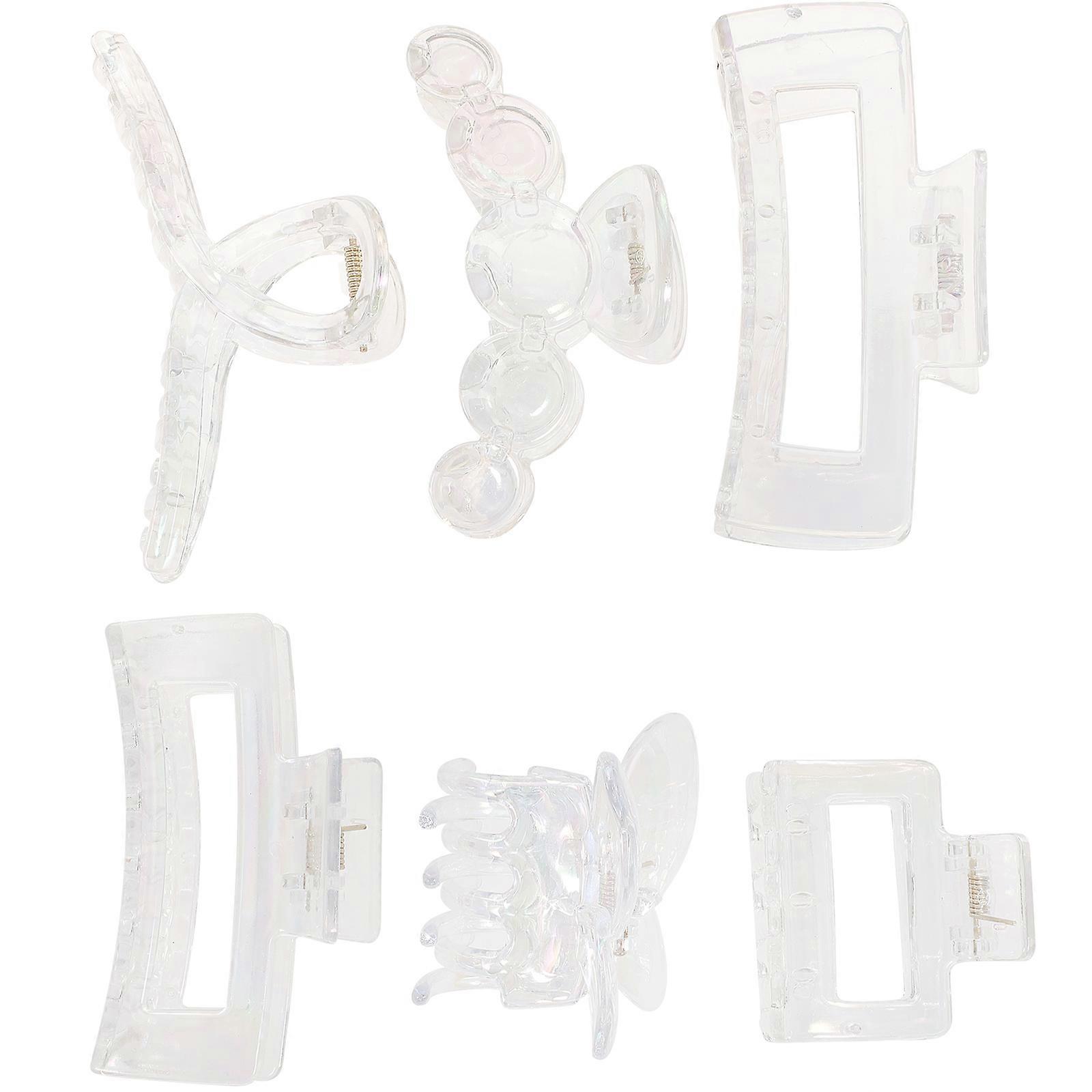 6pcs Large Transparent Hair Claw Clips Durable Clear Holders for Strong Grip, Styling Updos & Everyday Use for Women