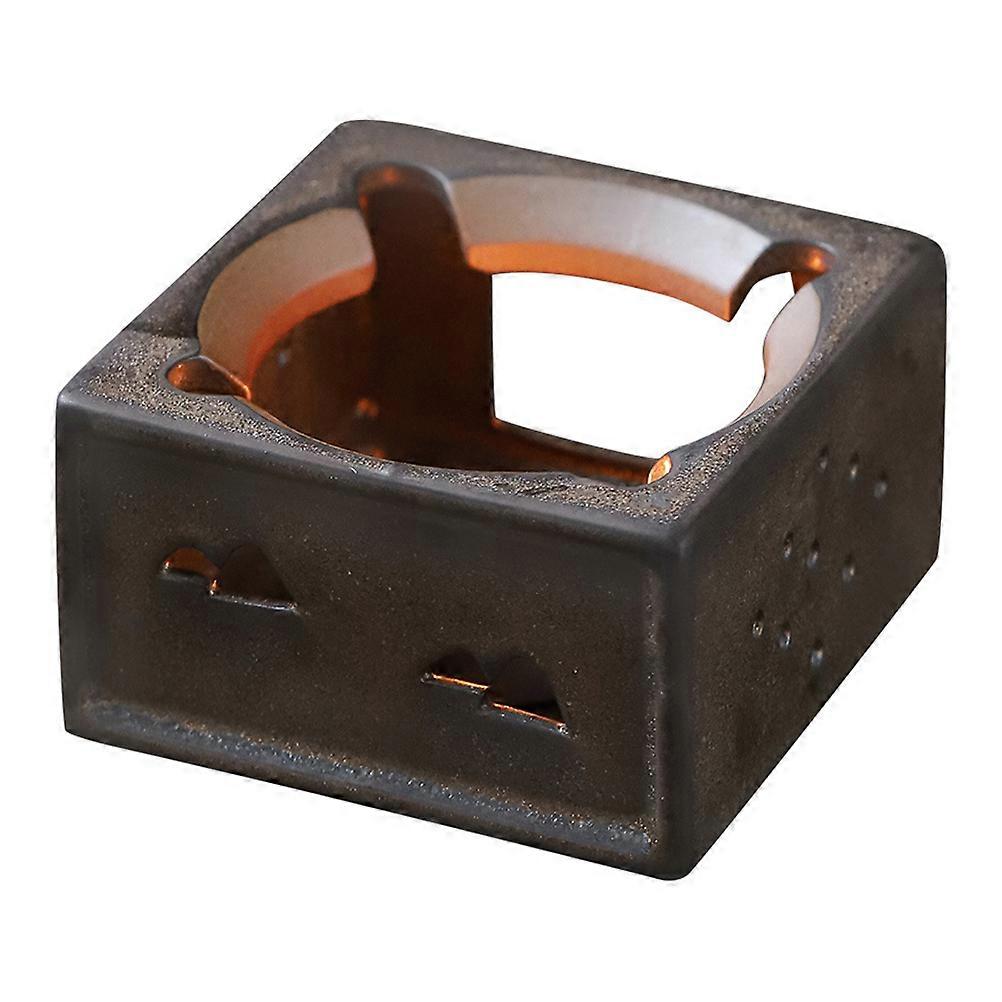 Retro Ceramic Tea Warmer with Non Slip Base and Ventilation, Safe & Stable Household Heater, Vintage Style Without Candle
