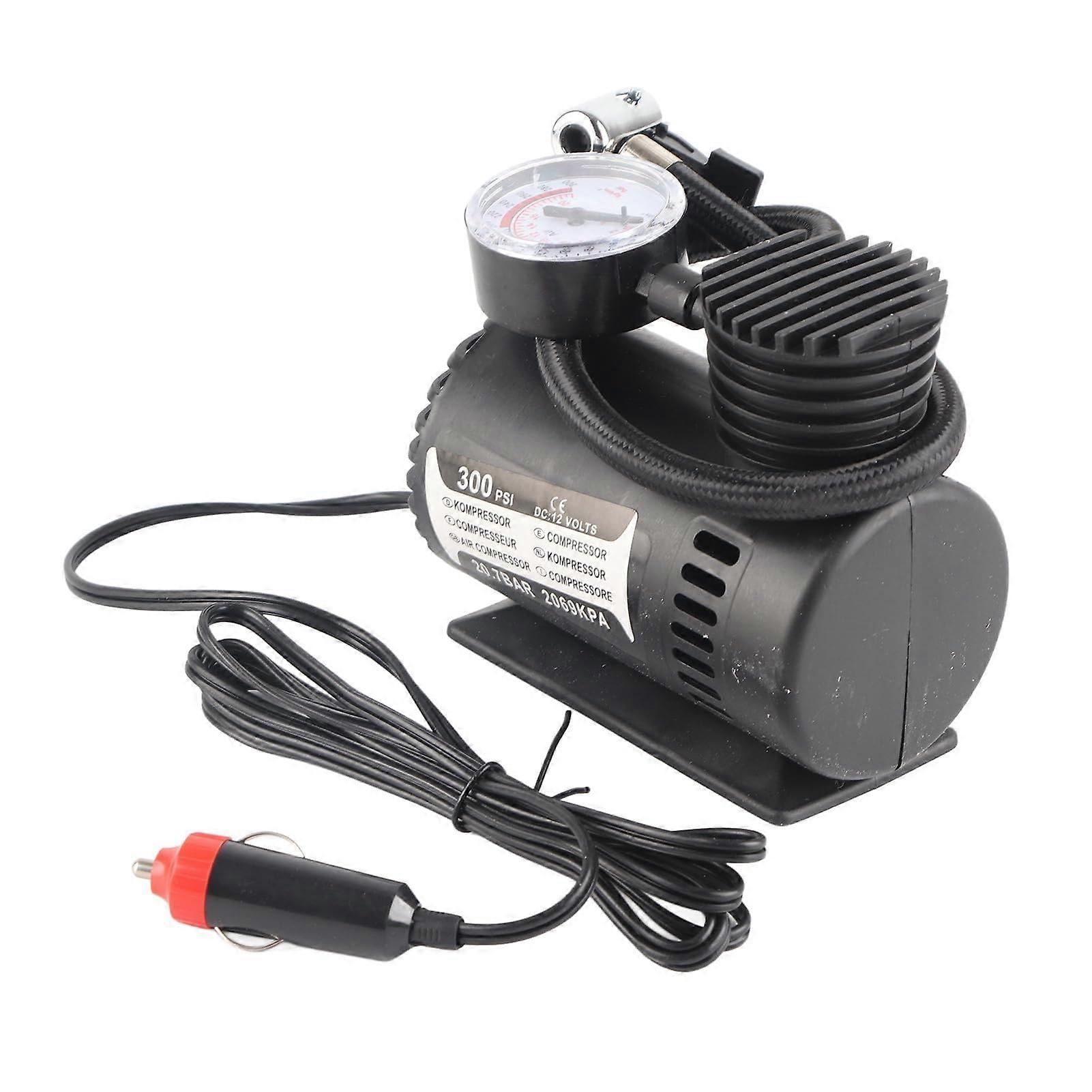 Car Air Pump, Portable Electric Air Compressor for Car and Bicycle, 12V DC Tyre Inflator with Digital Pressure Gauge, 13.5 x 12 x 7 cm