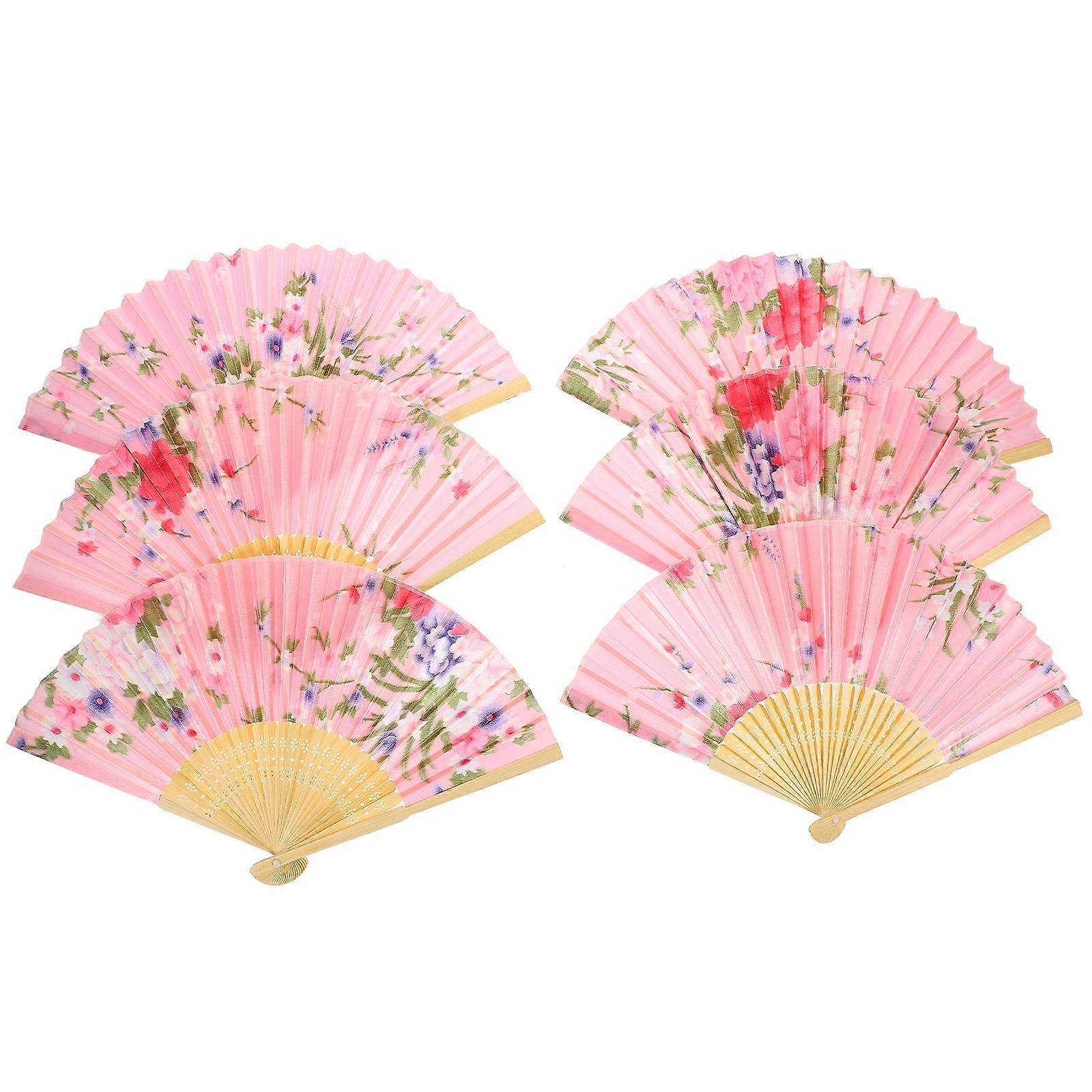 2pcs Retro Dancing Silk Fan Elegant Folding Handheld Fans for Weddings Parties Decoration Indoor Outdoor Use Portable Design Random Style