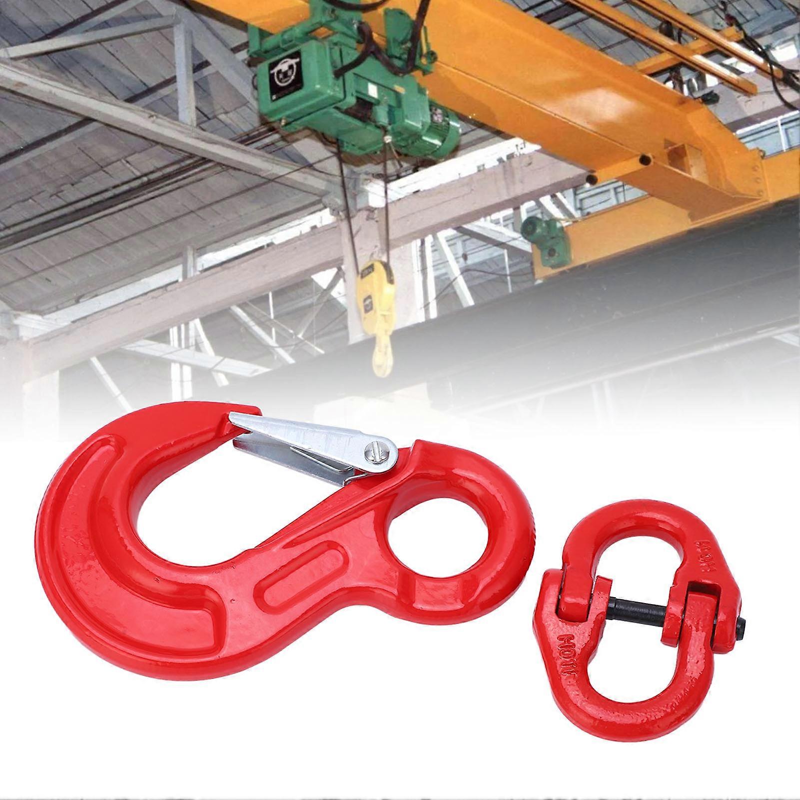 3.15 Tons Lifting Hook with Latch Eye Sling Hook Double Ring Buckle Set Crane Hoisting Hardware 