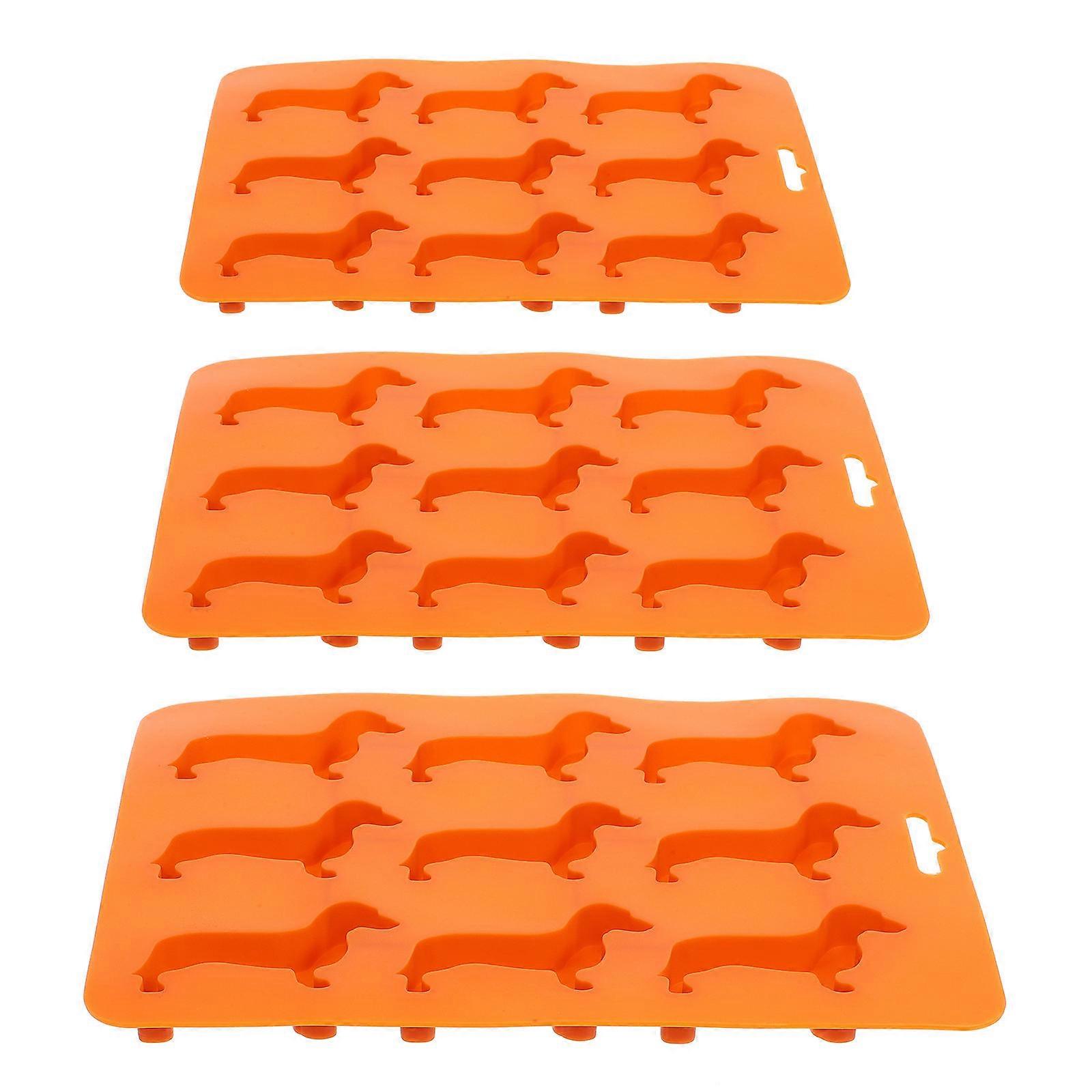 Chocolate Mould Square Shape Non-Stick Easy Release 3Pcs Orange