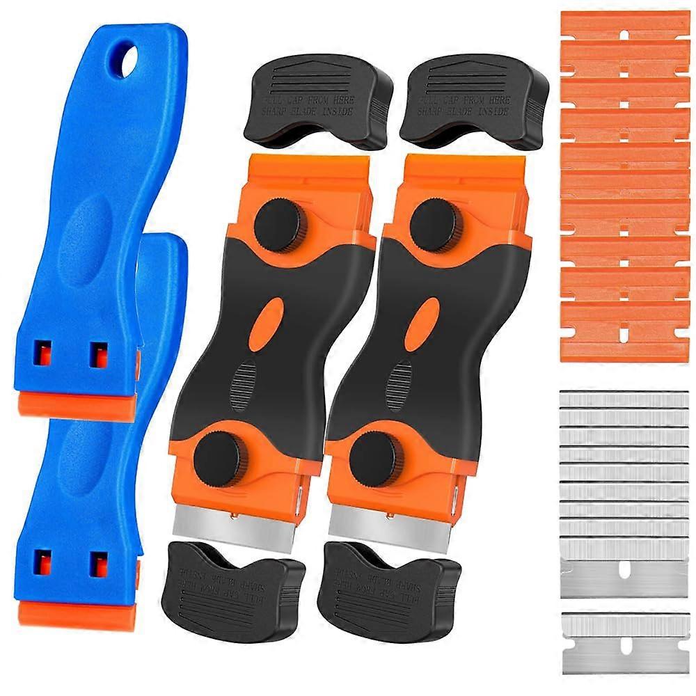 Cleaning Scraper Tool Set, 2 Double Head Scrapers  2 Plastic Scrapers with 20 Blades