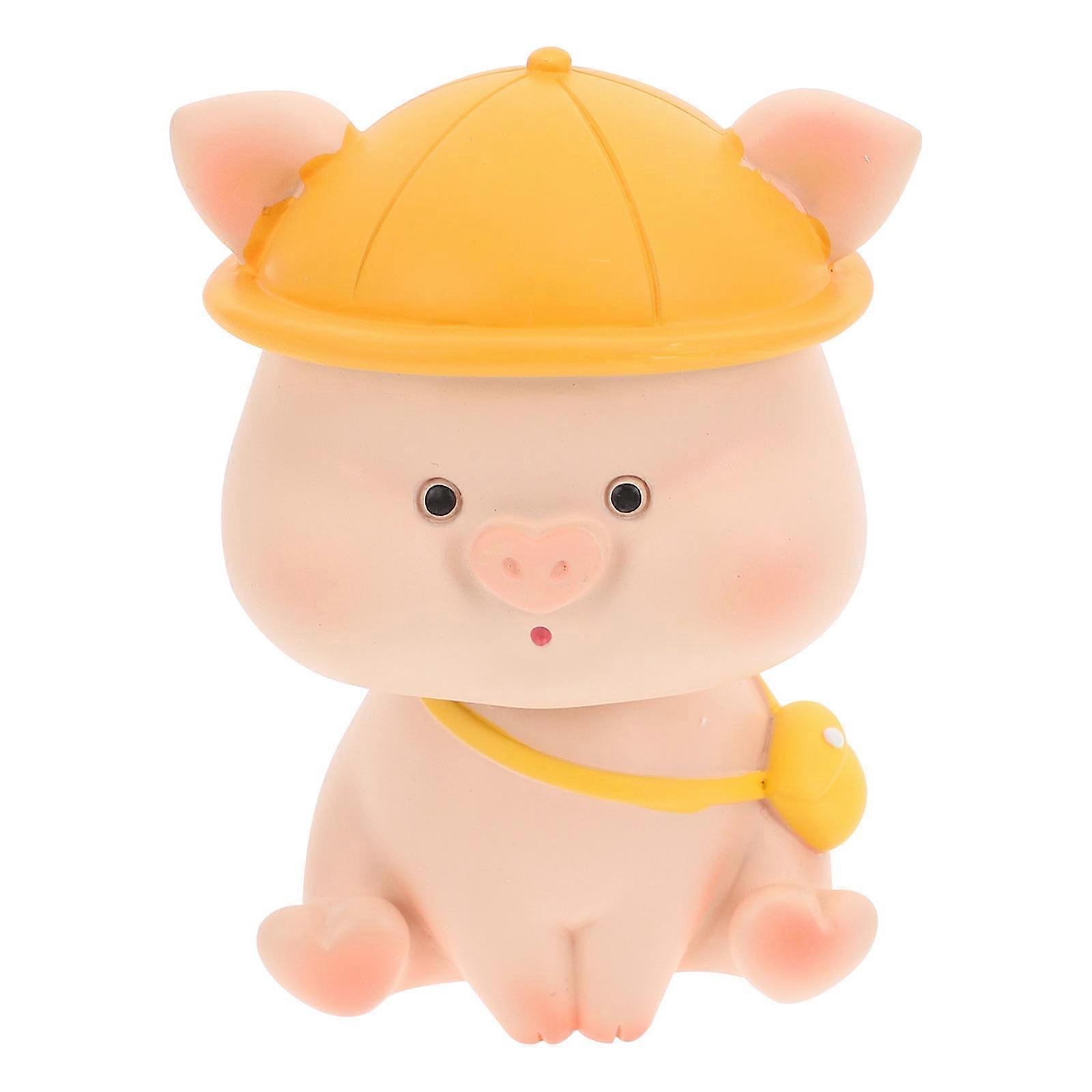 Small Animal Decor Resin Craft Realistic Design Car Tabletop Decor Pink 8x5x5CM 1Pcs