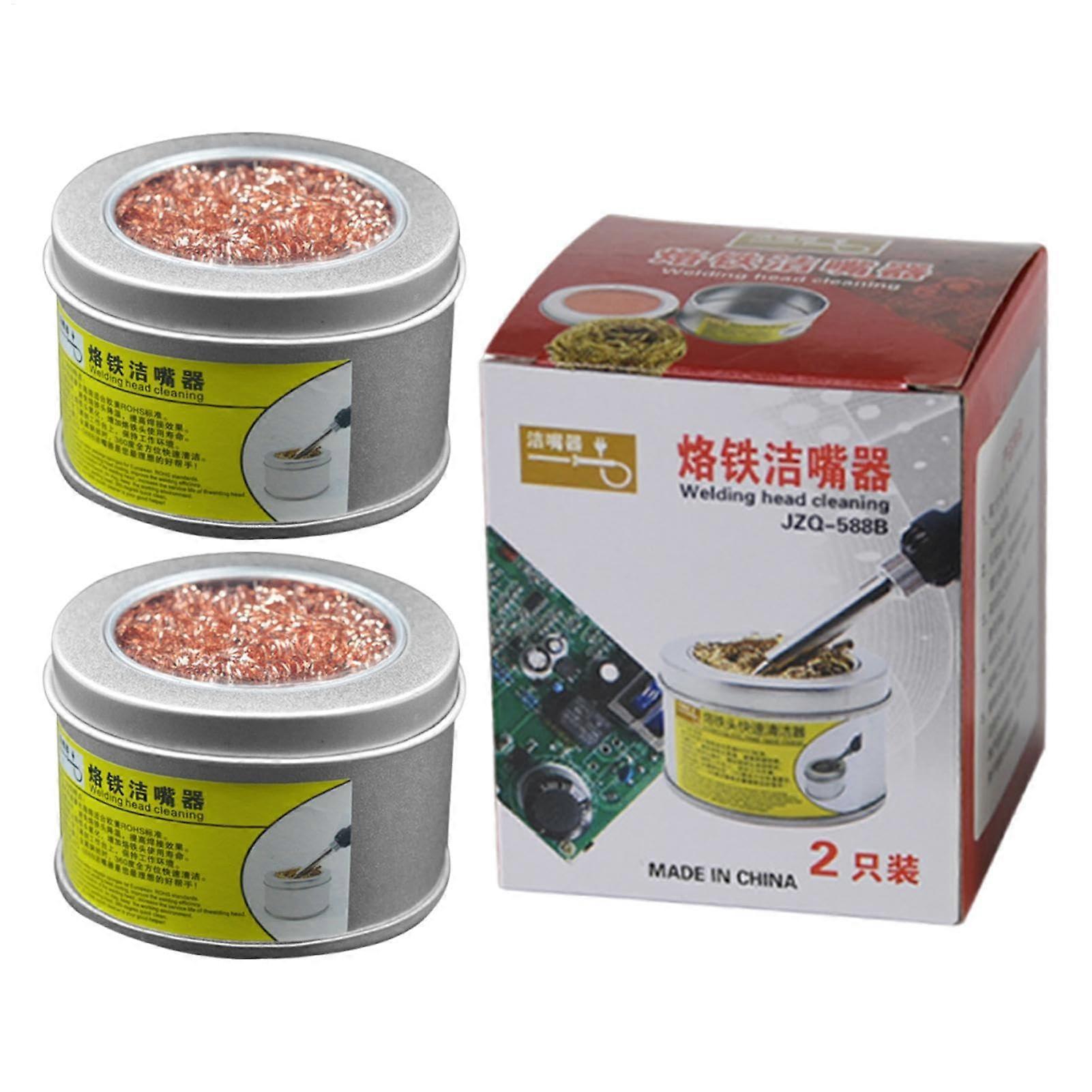 Soldering iron tip cleaner – 2pack copper wire ball with base detinning net