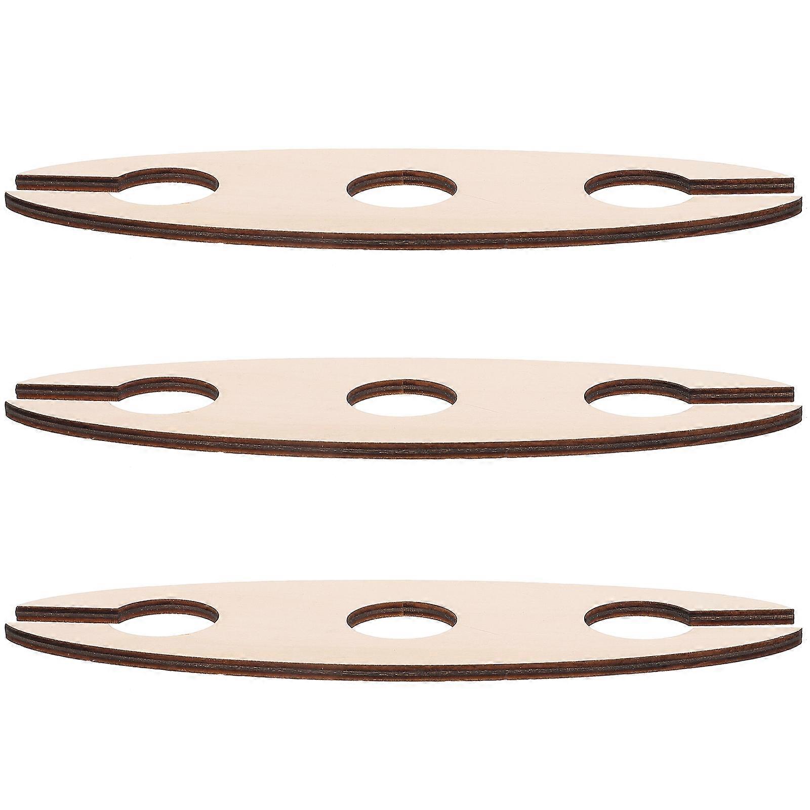 3pcs Wooden Crafts Red Wine Rack Display Stand for Home (Khaki)