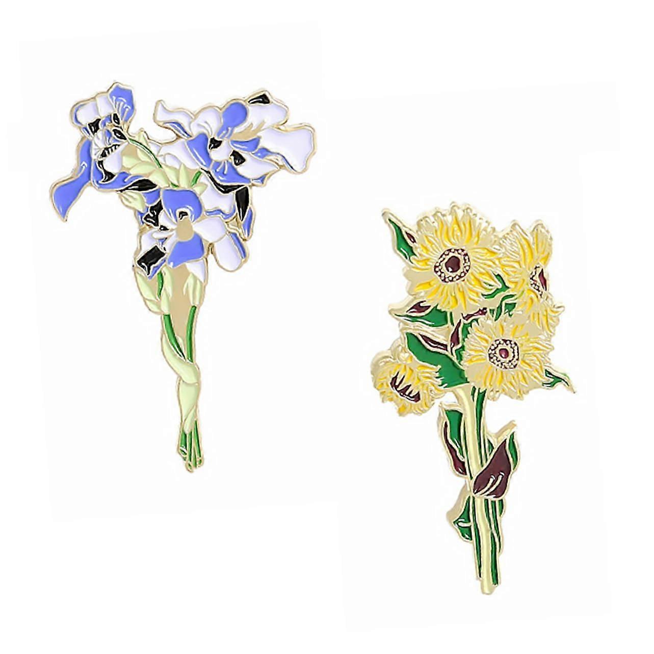 結婚式、パーティー、そして女性のための日常のファッションスタイリッシュな服のアクセサリーのための2ピースフラワーシェイプブローチ合金コサージュ