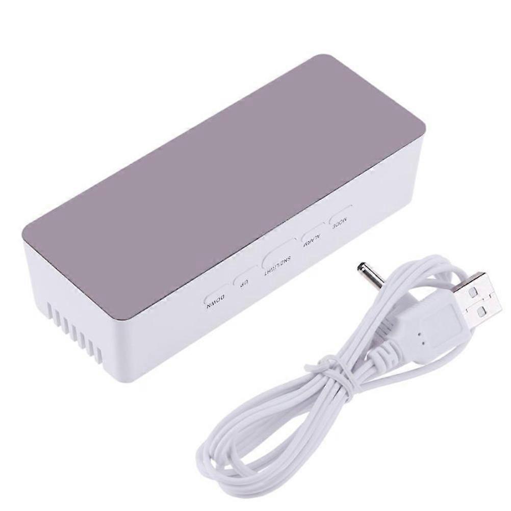 Digital Led Mirror Desk Clock Multi Functional Alarm Clock Plastic Material Usb Charging General Users For Bedroom 1Pack