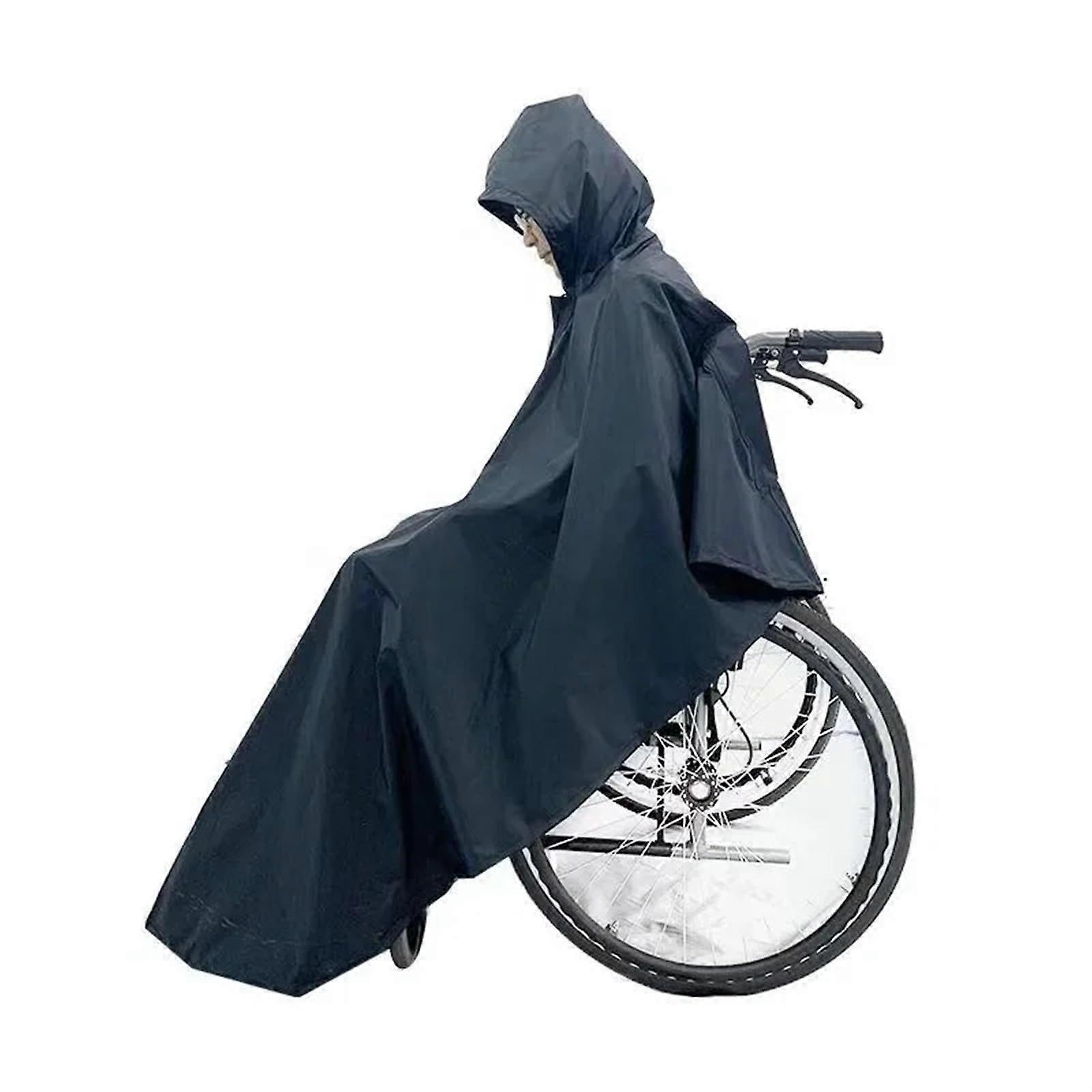 Rain Cape Rollator Wheelchair Raincoat For Adults Thickened Extended Polyester Waterproof Reflective Safety Poncho Blue