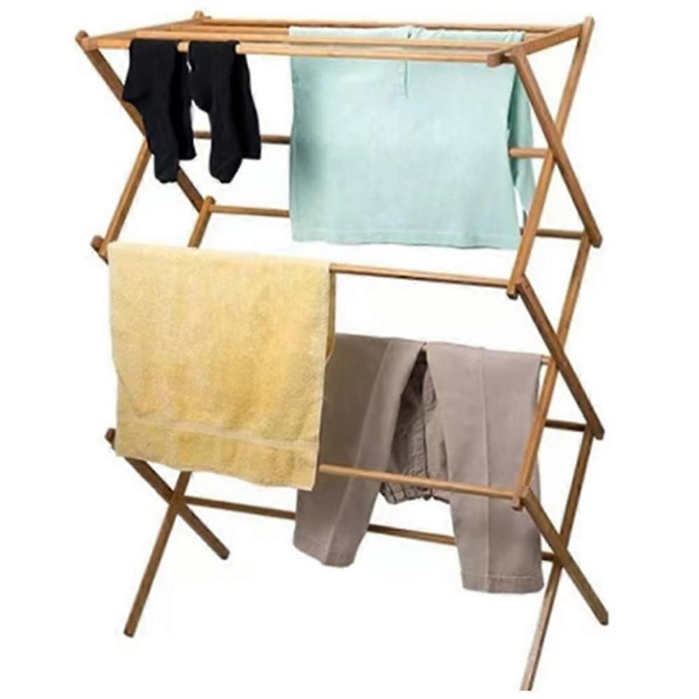Folding Clothes Drying Rack Solid Bamboo Laundry Rack for Clothes, Towels