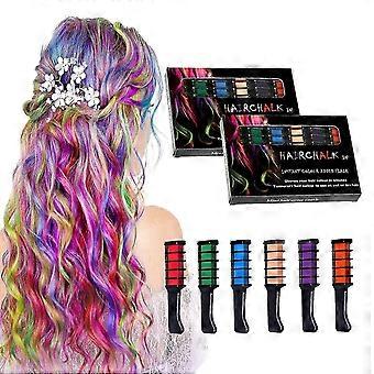 Set Of 2 Hair Chalk For Girls Christmas Gifts, Washable Temporary Hair Dye Comb For Kids