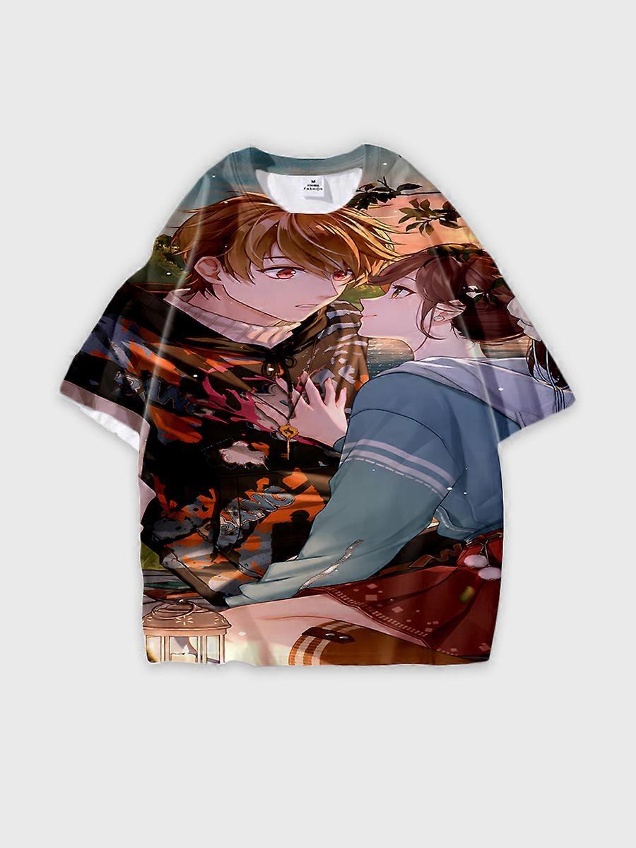 T-shirt round neck Role Pattern loose short sleeve E2155