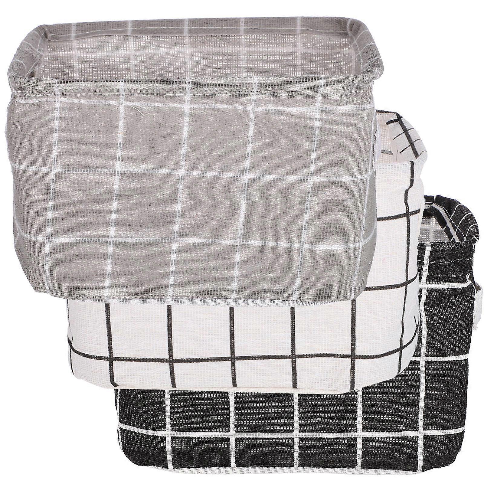 3pcs Rectangle Storage Baskets Cotton Cloth Organizing Bins