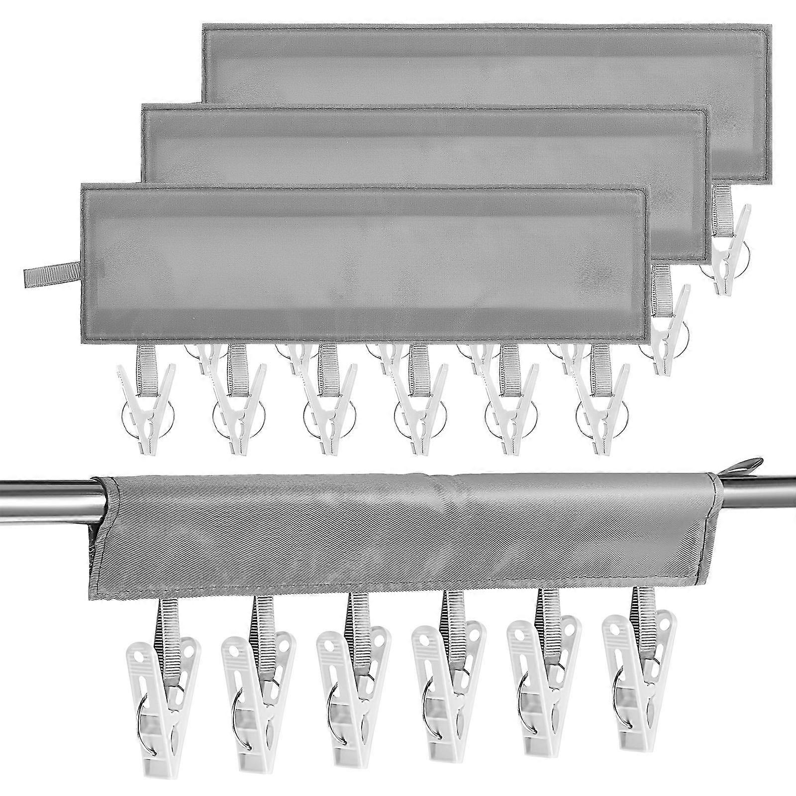 Clothes Drying Clips 4Pcs Portable Organizers For Home Use Grey Cloth Hanger Hold Design