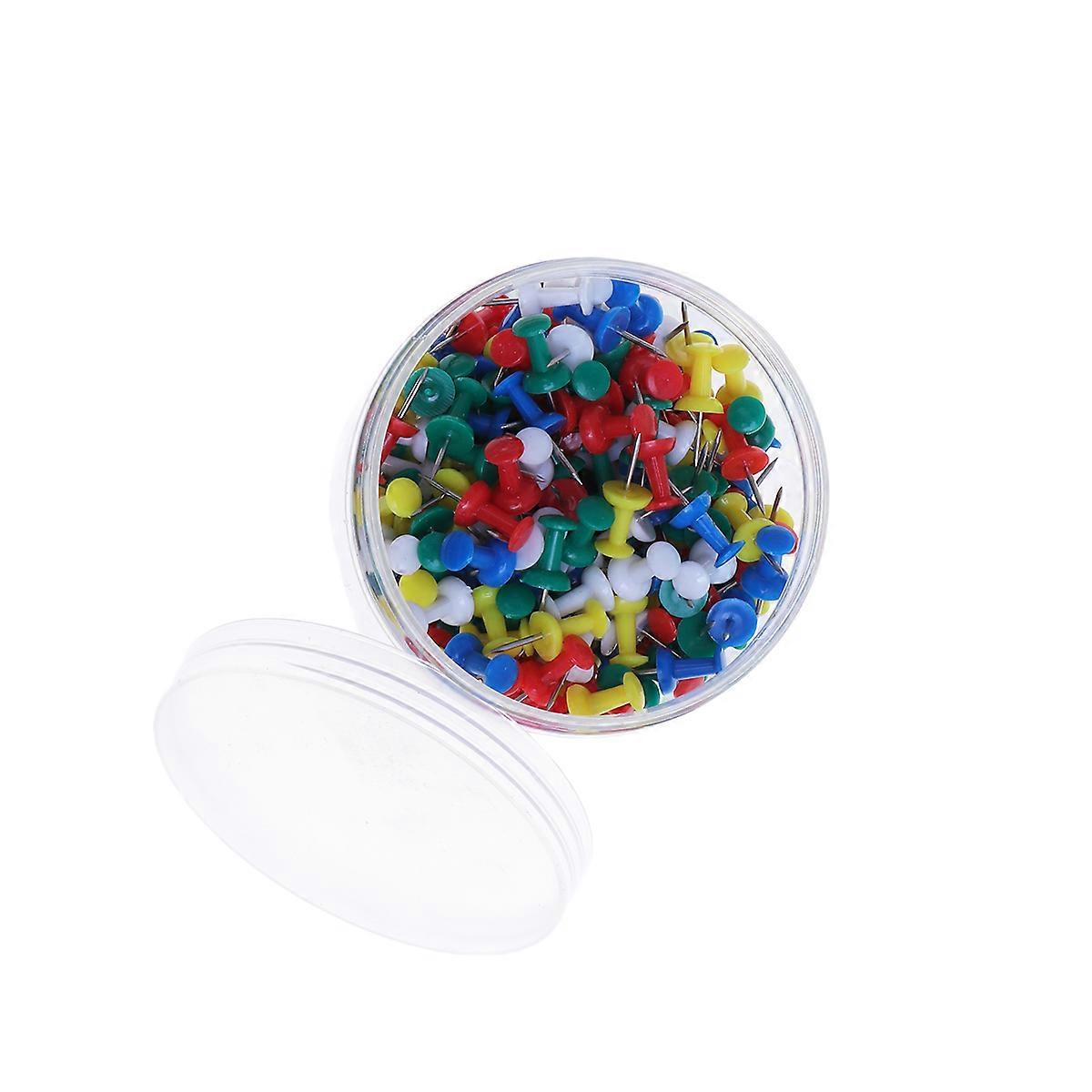 400pcs Plastic and Metal Thumb Tacks for Cork Board Office Multi Colored Drawing Push Map Pins