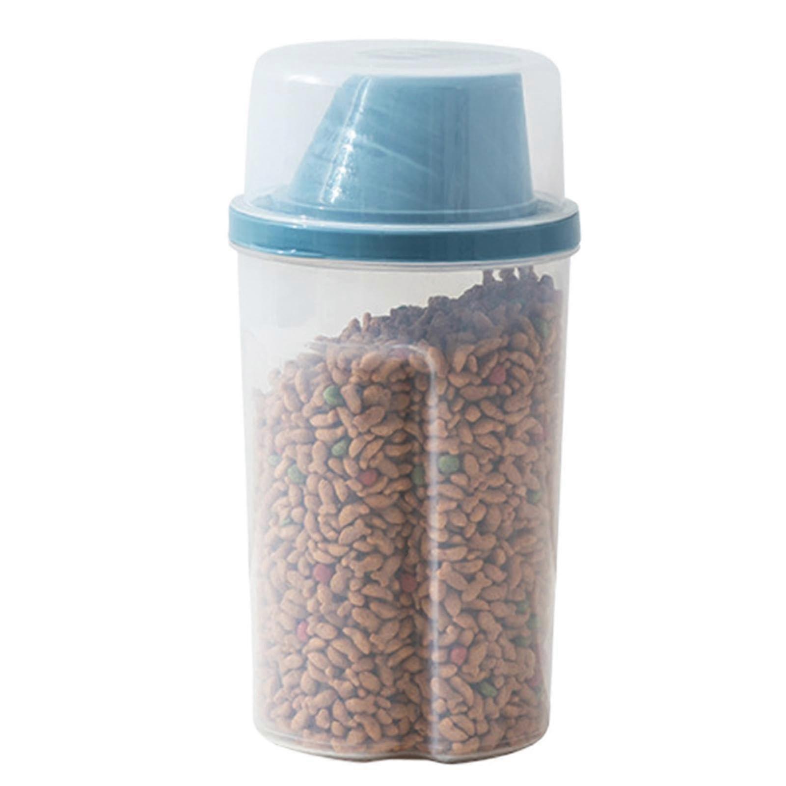 Pet Food Storage Containers Airtight Pet Food Storage 1000ml Transparent Puppy Food Jar Dispenser Container Blue