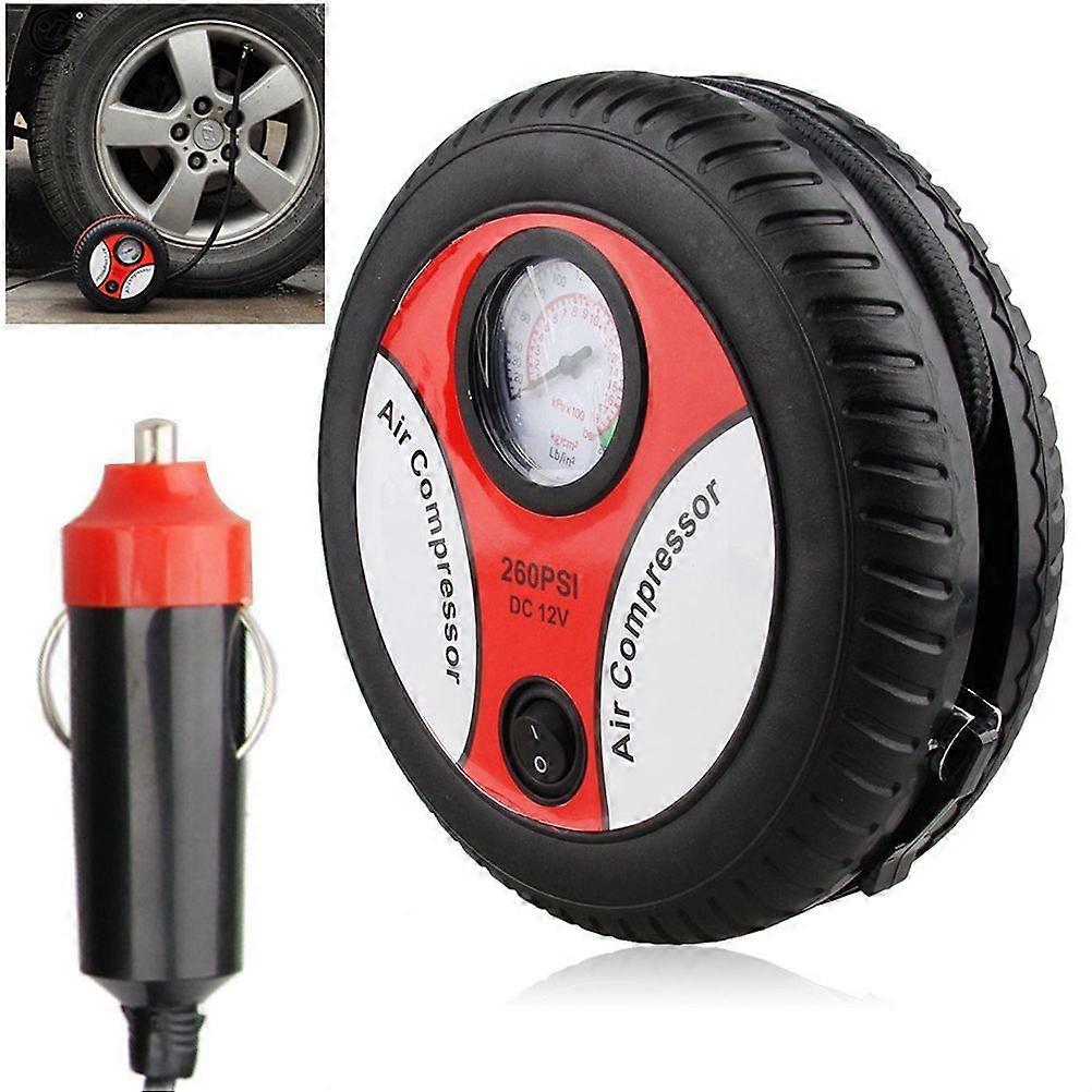 Tire Inflator Red Air Compressor Pump for Tire Inflation with Compact Lightweight and Pressure Scale