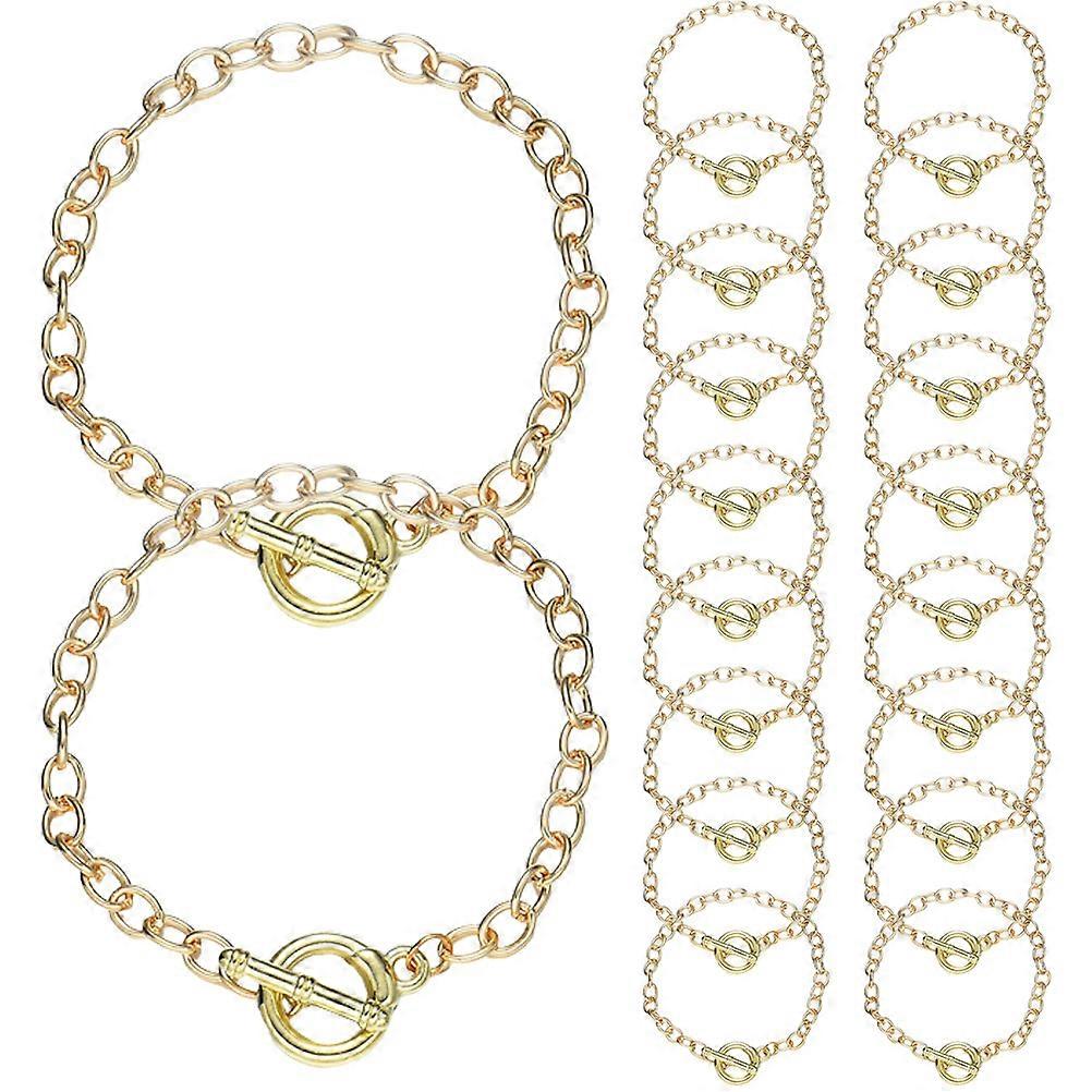 Golden Alloy Charm Bracelet Chains for Decor with OT Clasp 20pcs Ideal for DIY Crafts