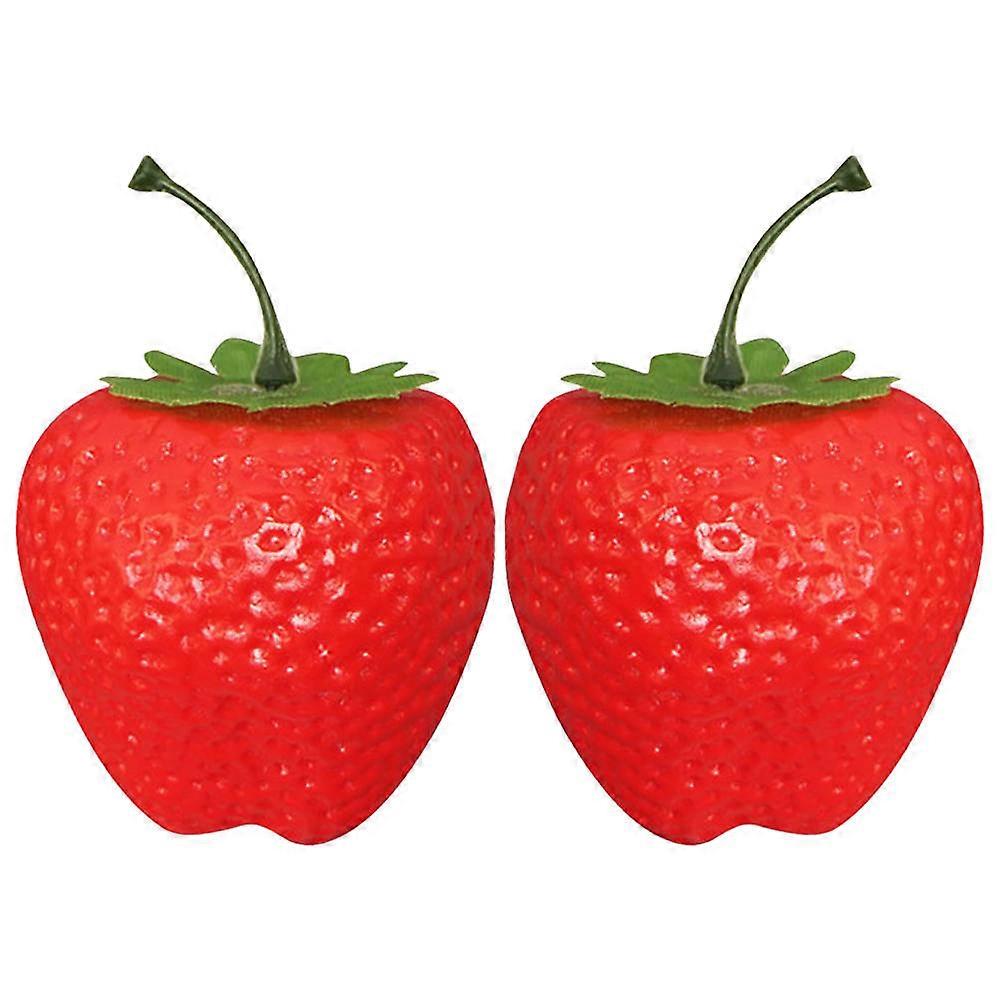 Realistic Artificial Strawberries for Decoration Made of Plastic Red Color 2 Pcs
