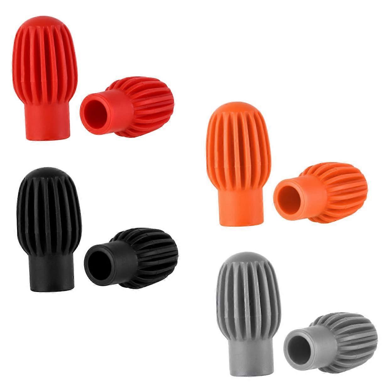 Silicone Damper Set For Drumsticks, 8-Piece, Noise-Reducing Drum Accessory For Beginners, Colors Black Orange Red