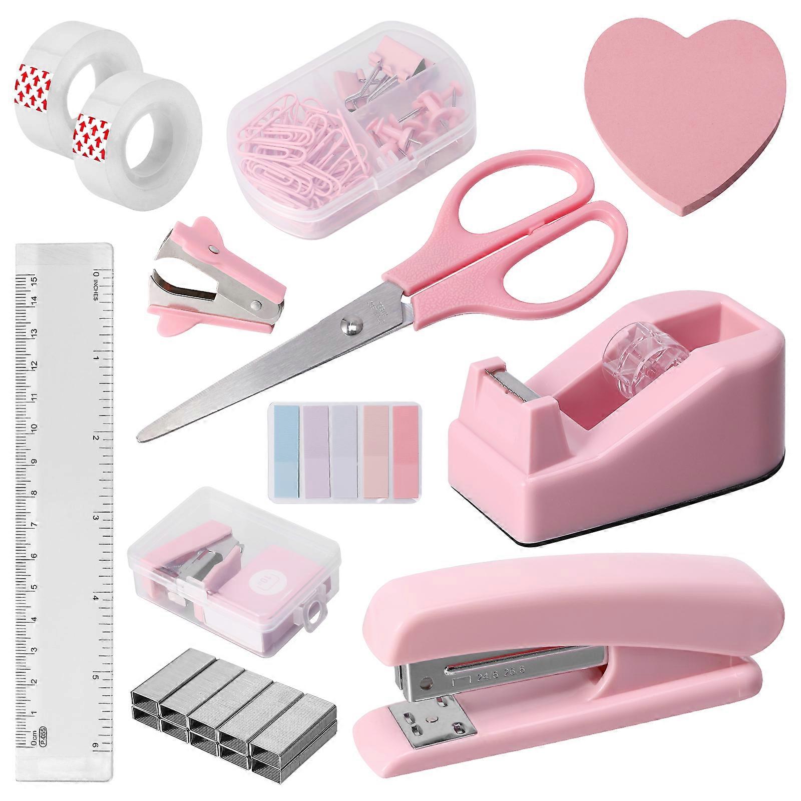 Student/Office Binding Stapler Set Pink Airplane Box