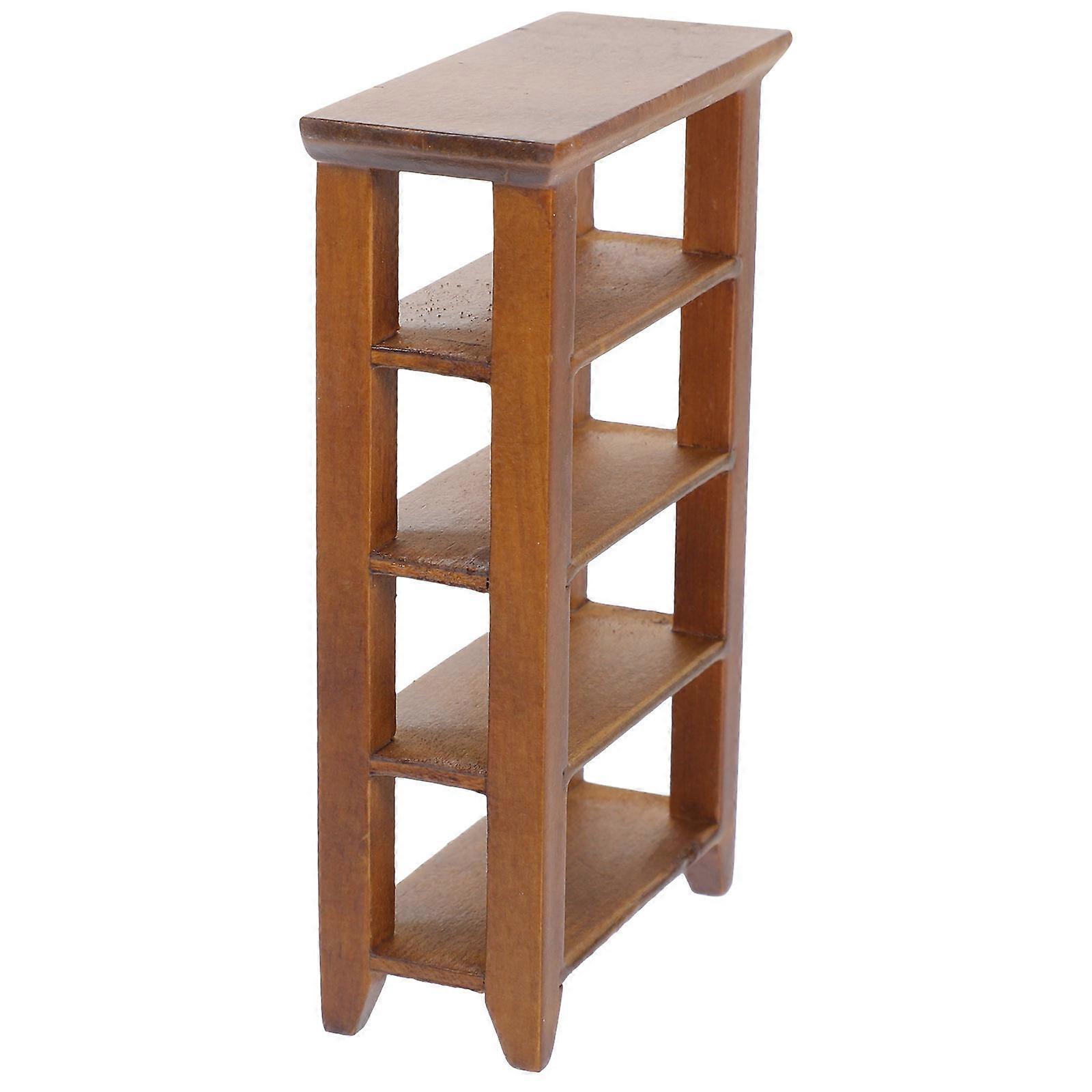 Brown Mini Bookshelf for Decoration with Realistic Display Rack Shape Wood Material Safe and Light 7.87x3.94x6.3 Inches