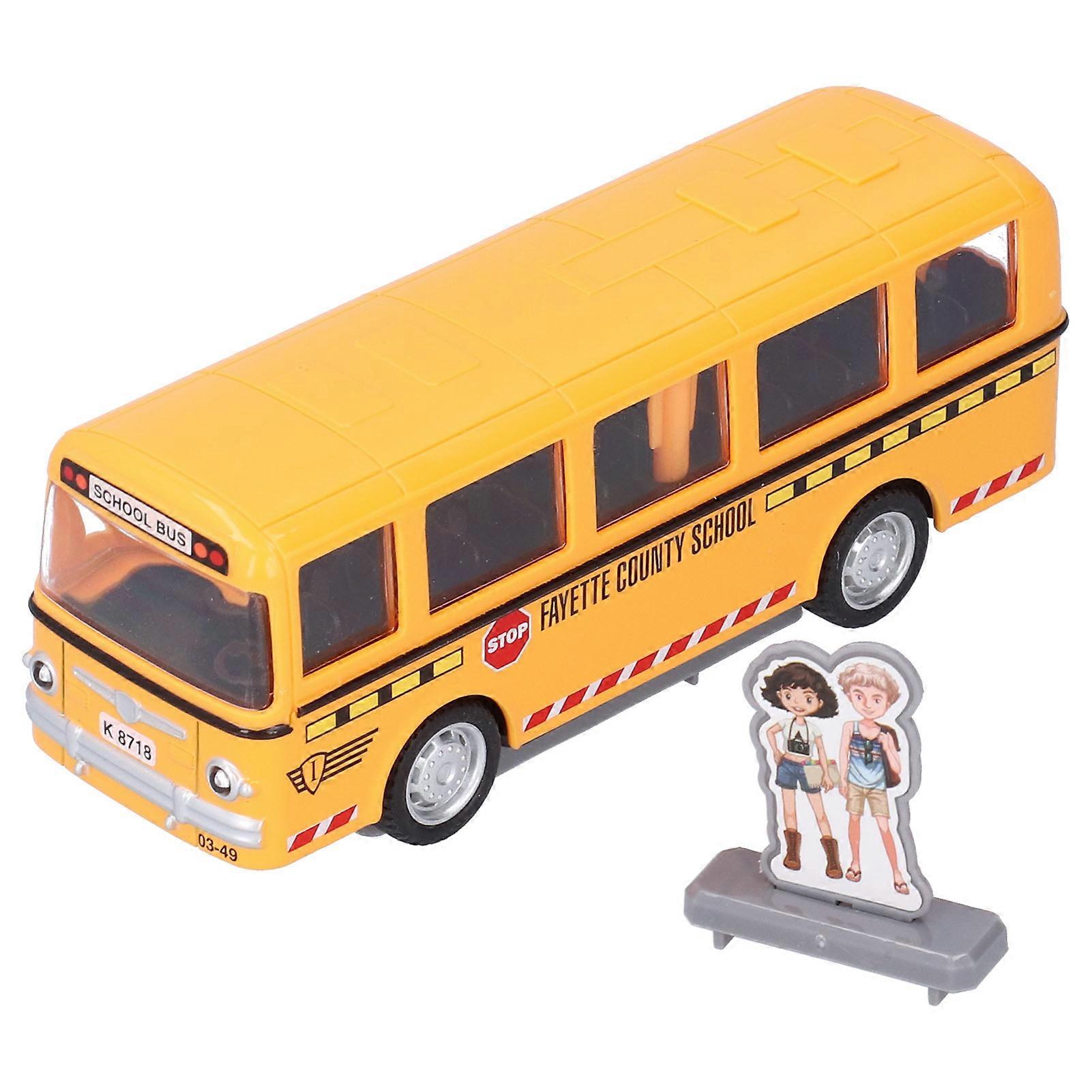 1:50 Alloy Sound Light Sightseeing Bus Model Children Simulated Pull Back Bus Toy GiftYellow