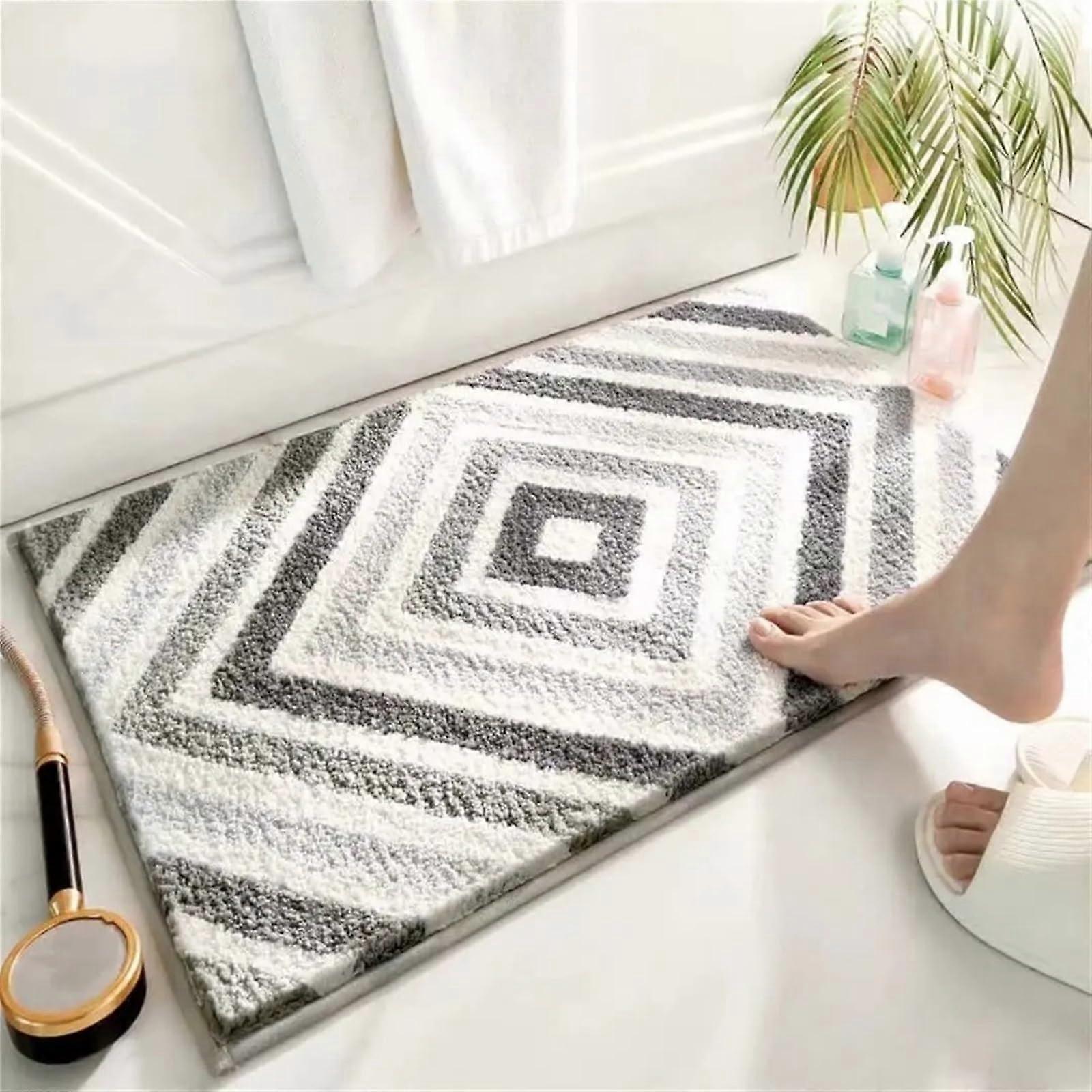 Badematte Extraweich Maschinenwaschbar Rutschfest Wasserabsorbierend Grau 40cm x 60cm für Badewanne Dusche Küche
