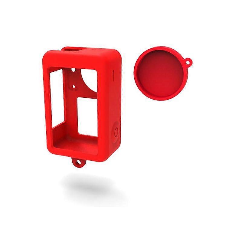 2in1 Silicone Case Protective Cover Scratch Resistant Shockproof for DJI OSMO Action 3 Action 4 Sports Camera Accessories Red