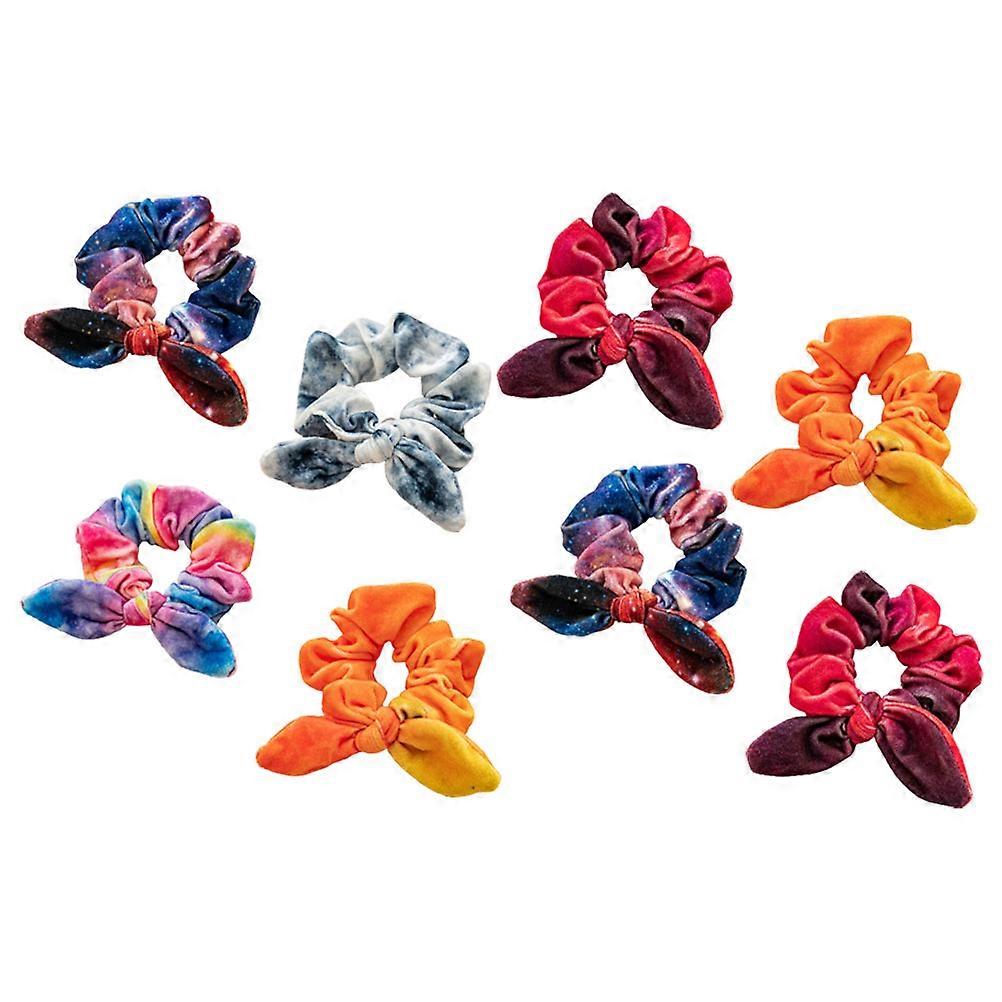 Colorful Hair Scrunchies 8Pcs Charming Rabbit Ear Shape Hair Ties For Daily Wearing And Various Occasions Fabric Material