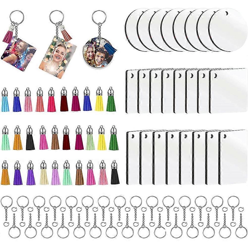 DIY Sublimation Keychain Blanks Decorative Alloy MDF Polyester Assorted Color for Crafts Projects 30 Sets