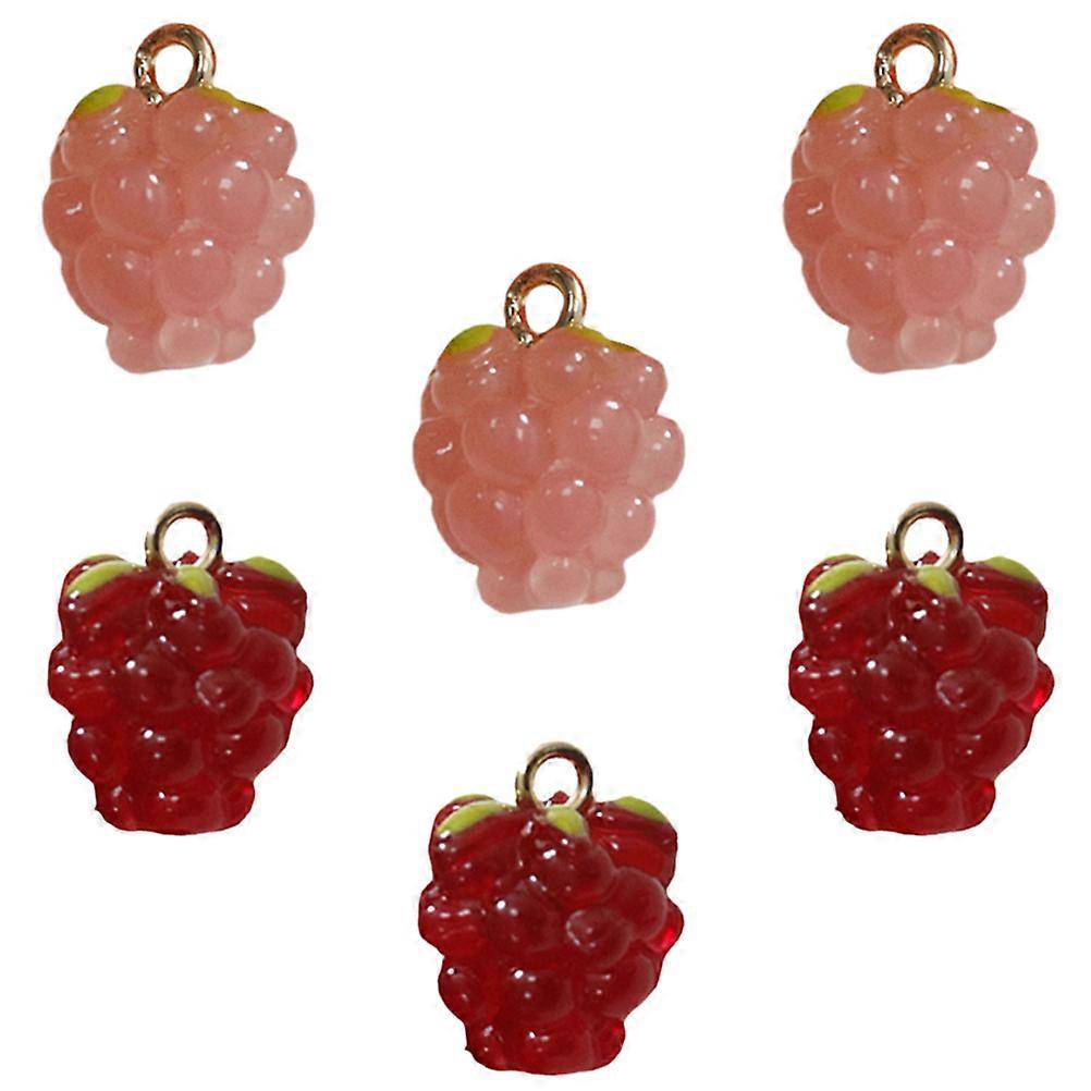 Grape Shape Resin Pendants for Necklace DIY Jewelry Making Supplies Assorted Color 6 Pieces