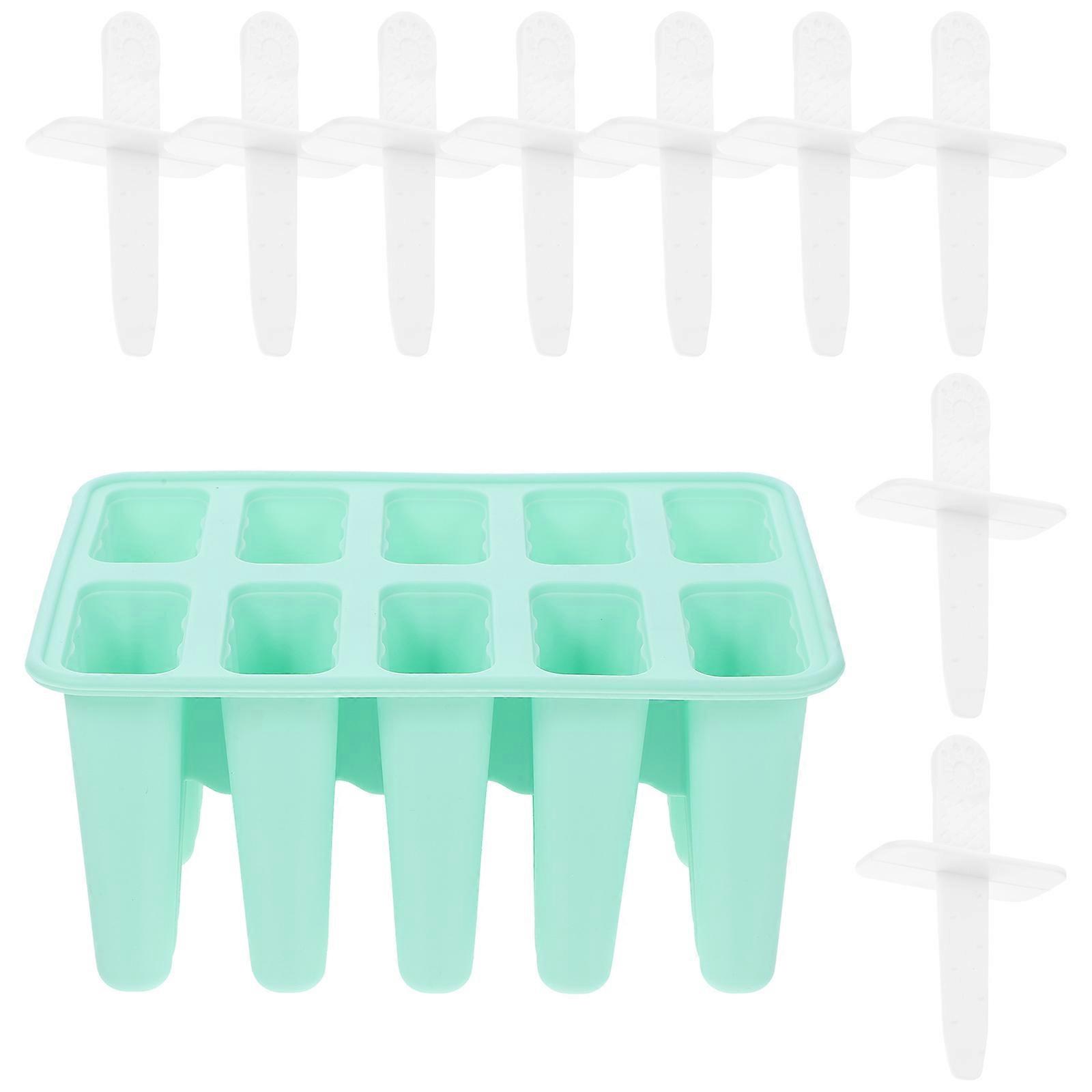 Silicone Ice Cream Mold 10 Grids Ice Sucker Maker for Homemade Popsicles, Food Grade, Leakproof, Easy Release for Juices, Yogurt & Fruits
