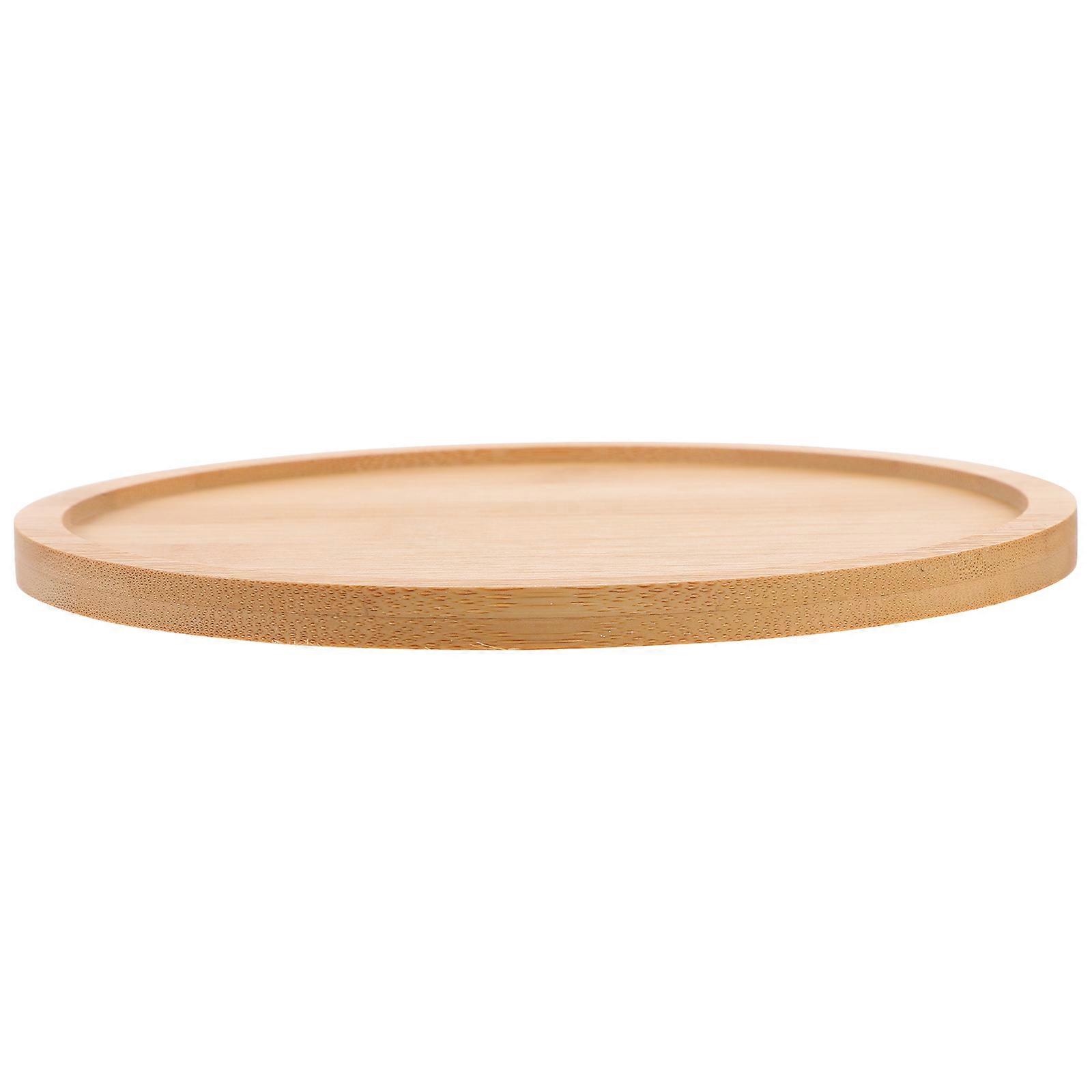 Round Bamboo Tray for Food and Storage Use Sturdy Orange Bamboo Plate Multipurpose 10.2 Inches