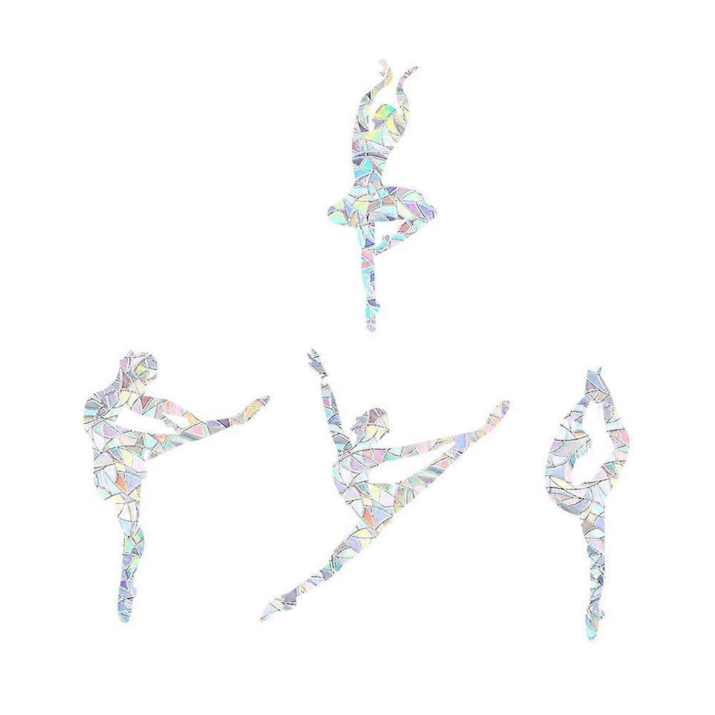 Decorative Ballet Decals with Refraction Design for Windows Doors and Furniture 1 Set Silver PVC