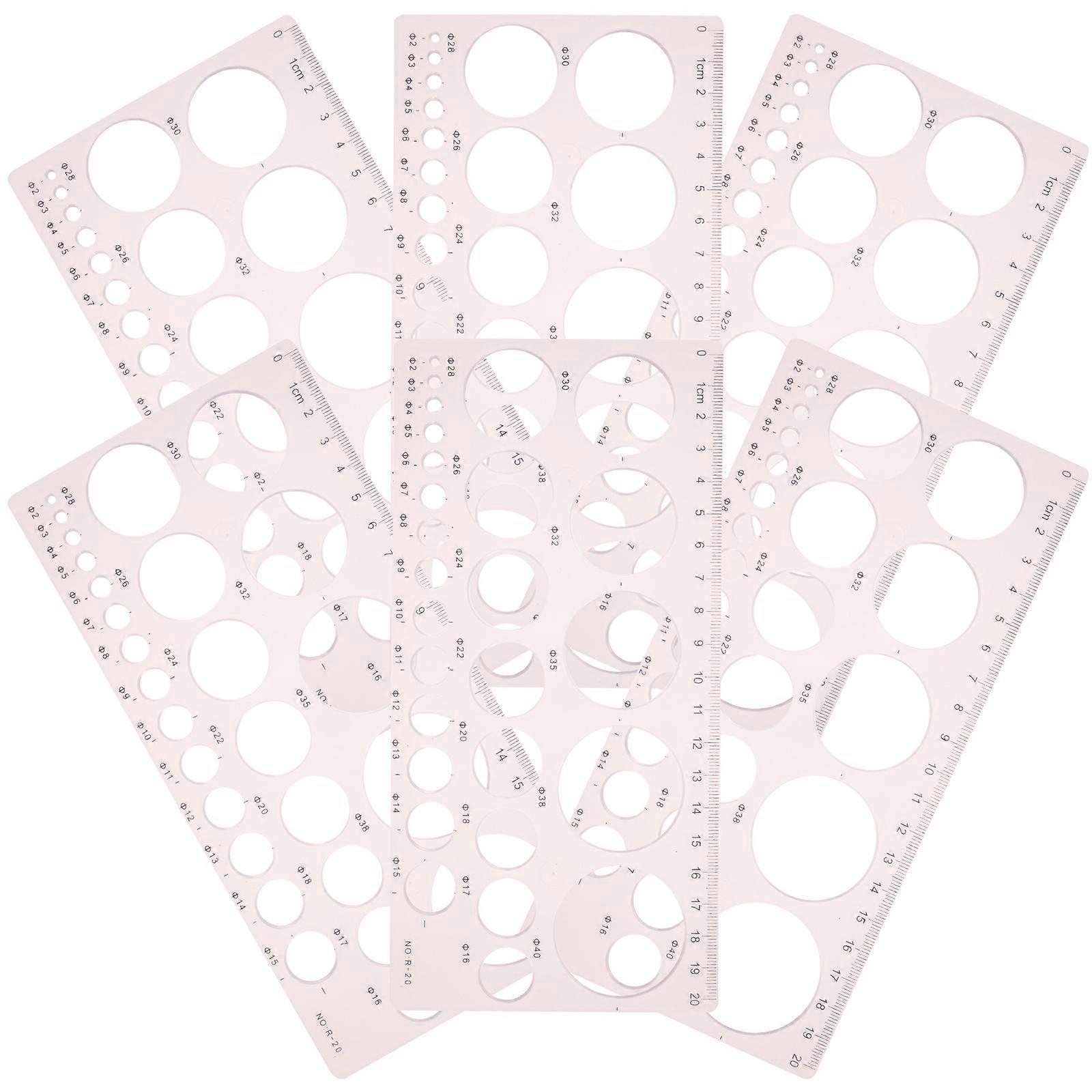 Geometric Drawing Templates Stencils Set For Painting And Drafting Utilizing Plastic 6Pcs