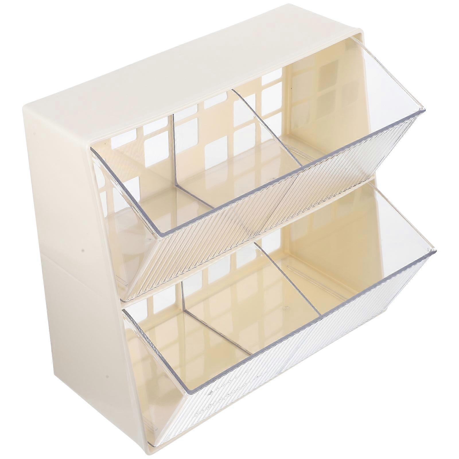 Plastic Tea Bag Storage Box For Office Desk And Home Use In White Color With Storage Function 1Pcs