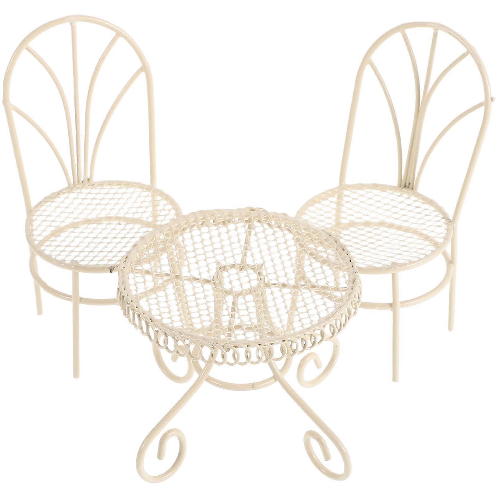 1 Set Miniature Garden Furniture Set with Mini Table and Chairs for Dollhouse Decor, Photography Props, Home Display – Easy to Clean, Versatile Design