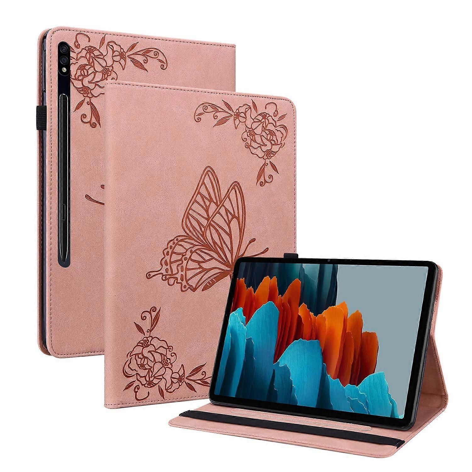 Tablet Case for Samsung Galaxy Tab S9 Plus 12.4 inch Butterfly Pattern Flexible Durable Soft TPU Flip Cover with Adjustable Stand Slots