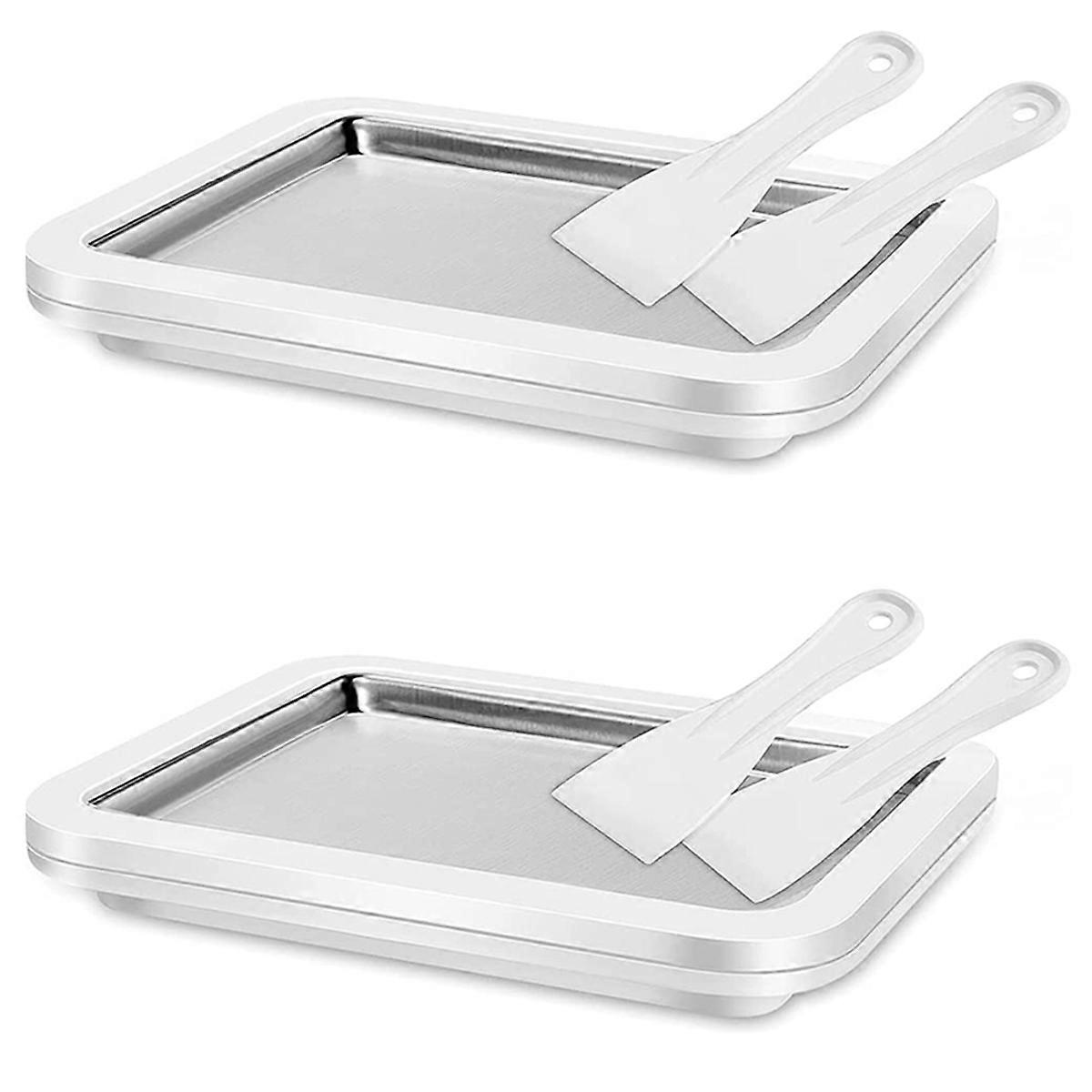 Ice Cream Sorbet Frozen Yogurt Machine Quick Cooling Plate with Scrapers Perfect for Making Soft Ice Cream and Smoothies
