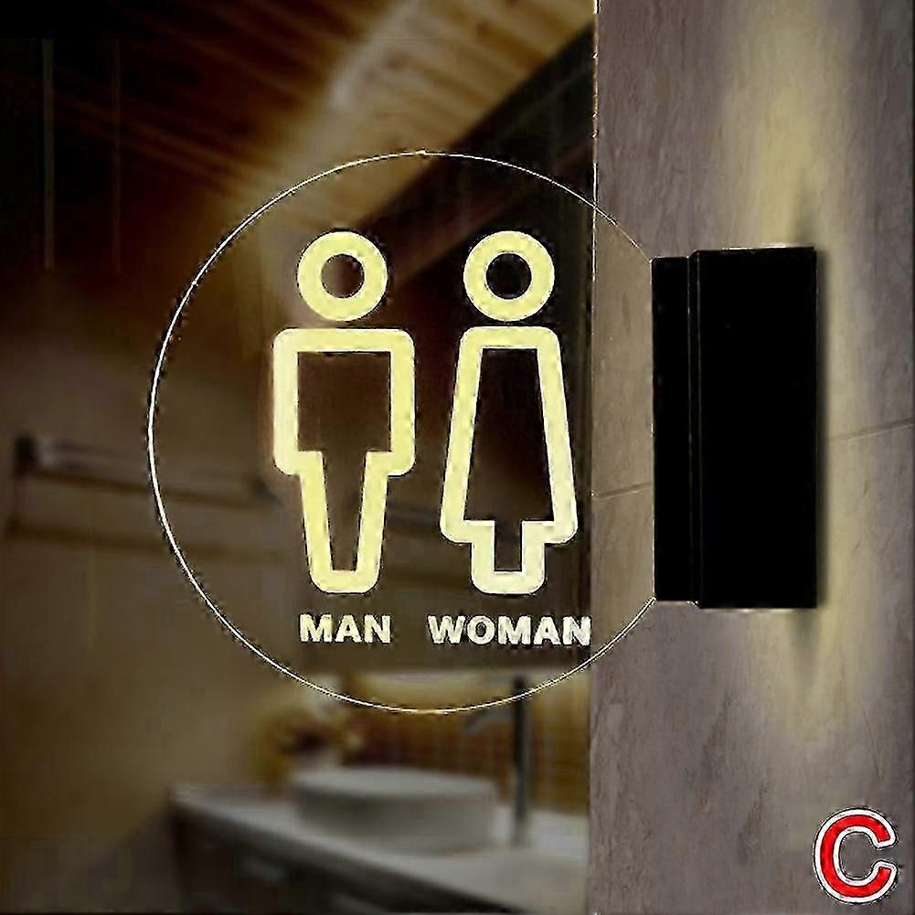 علامة LED للحمام لمرحاض مثبت على الحائط المستدير من الاكريليك