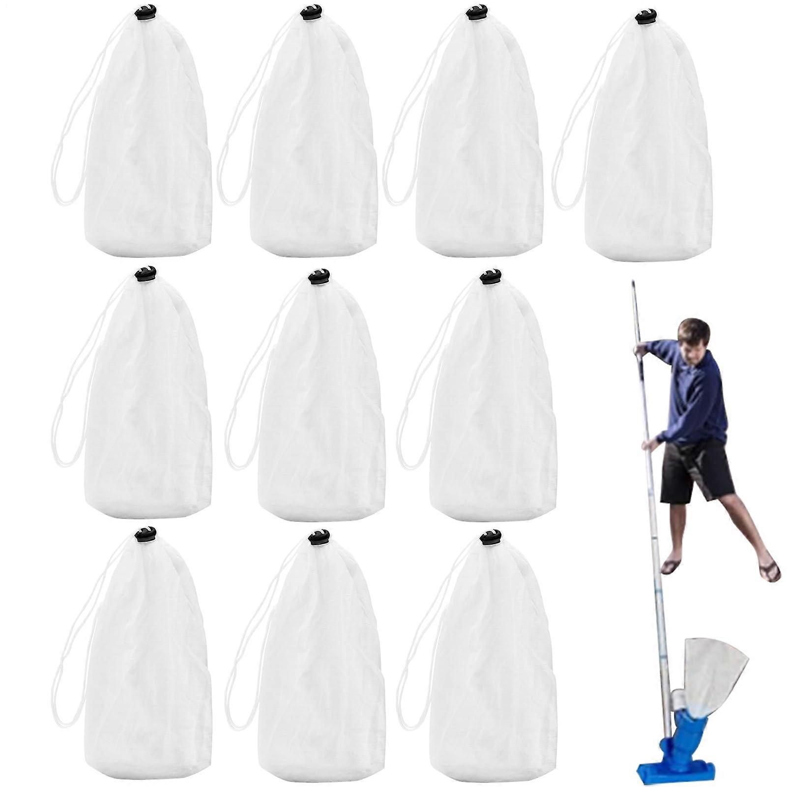 Pool Vacuum Cleaner Filter Bags | 10 Reusable Nylon Drawstring Bags with Fine Mesh for Debris, Sand, and Dirt Removal