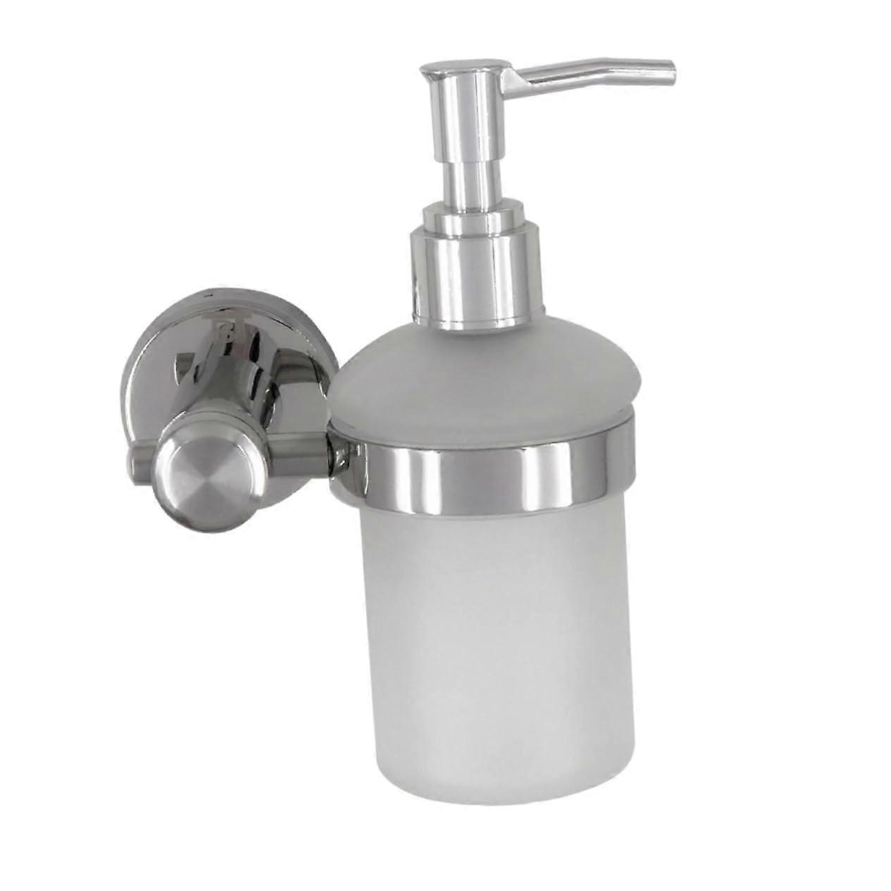 Wallmounted soap dispenser for bathroom, leakproof pump head, transparent window, manually operated, spacesaving