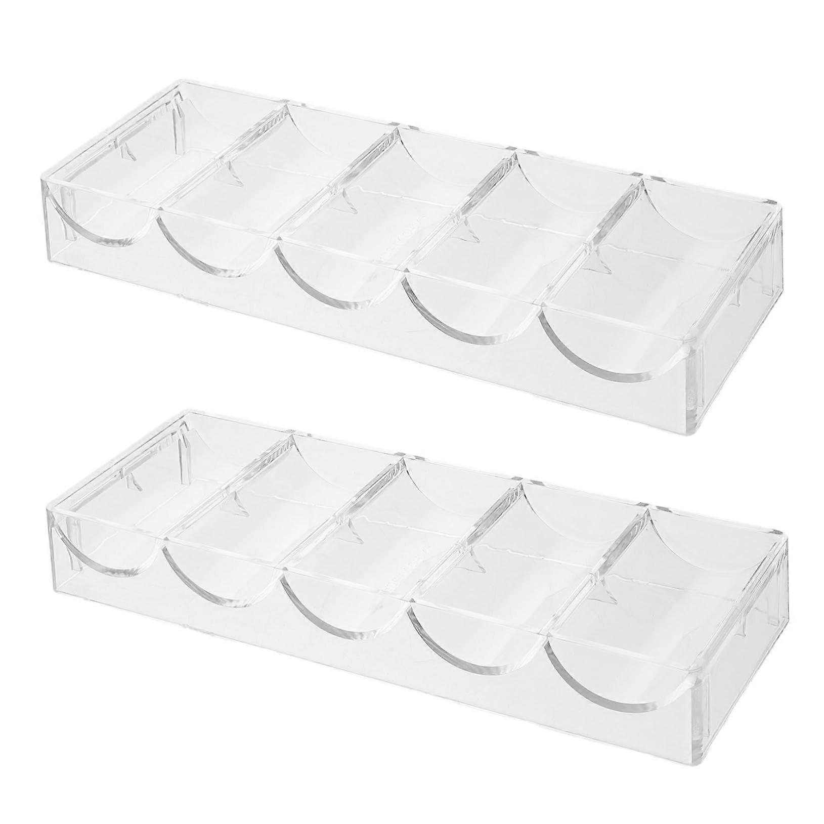 Pack of 2 Acrylic Transparent Chip Storage Box Trays for Poker Chips