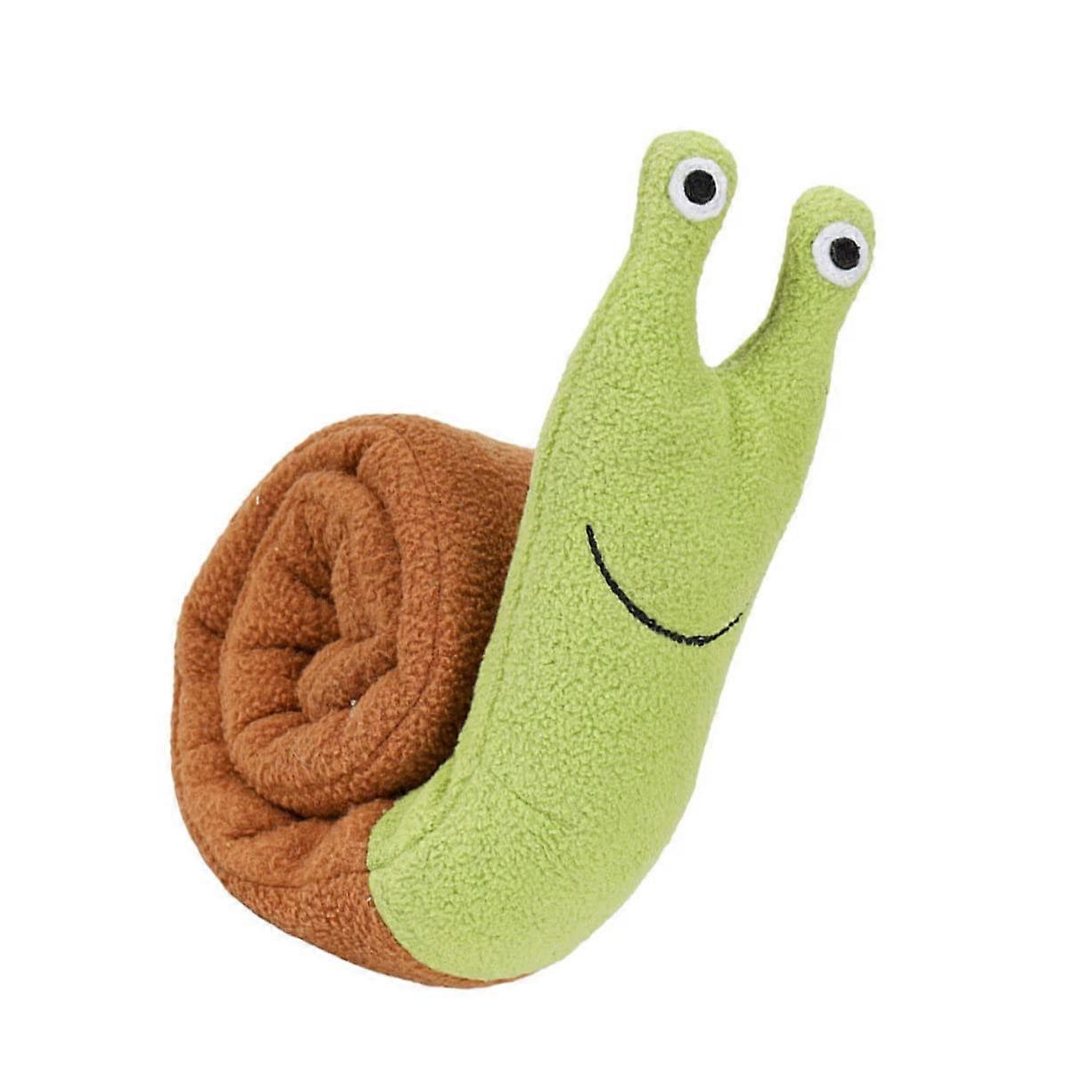 Snail Shaped Pet  Dispenser Green Brown Interactive Chew Soft Fleece