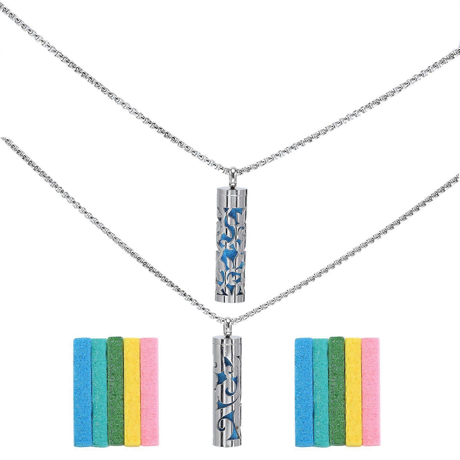 2 Sets Aromatherapy Essential Oil Necklace Lockets Hiphop Pendants Stylish Decor
