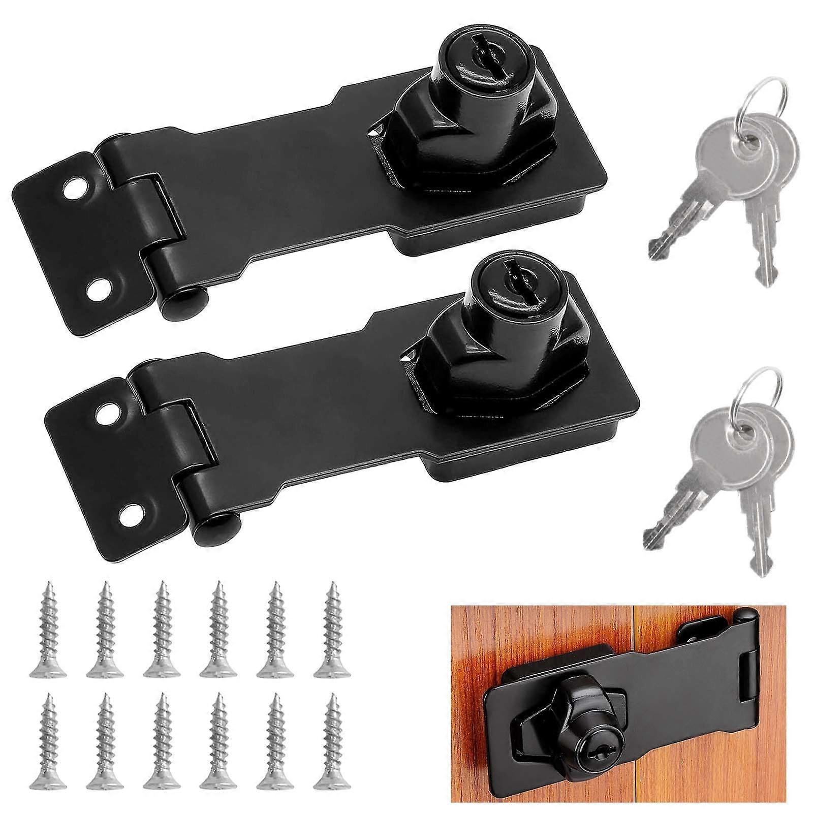 2 Packs Door Lock Hasps, Keyed Hasp Locks with 2 Keys for Cabinets Drawer Gate