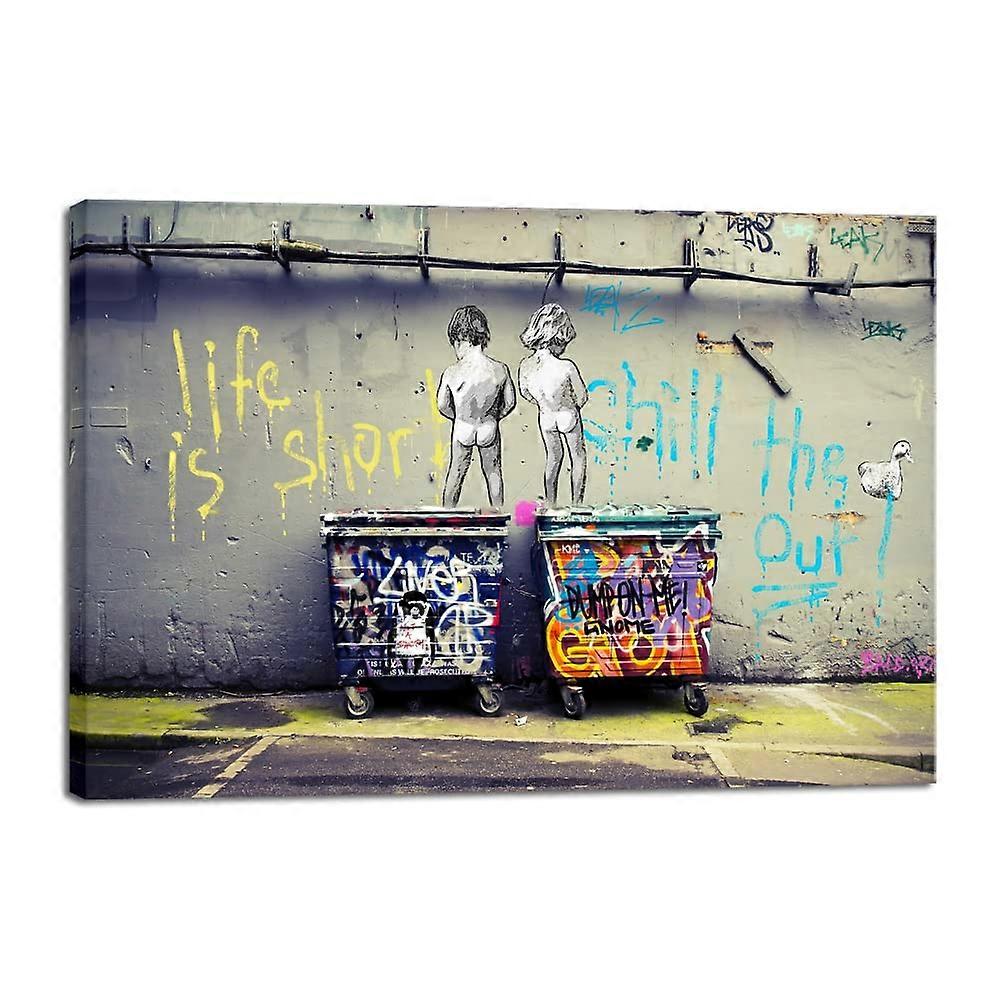 Banksy Boys Artwork Reproduction Graffiti Poster Print on Canvas