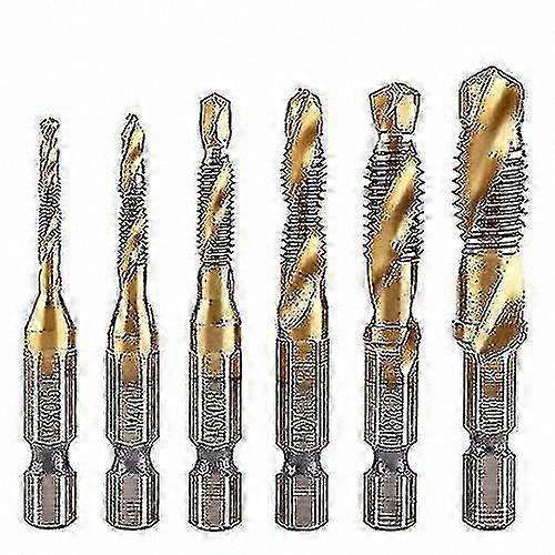 6-Piece 1/4" HSS Hex Shank Drill Tap Bit Set for M3-M10 Sizes